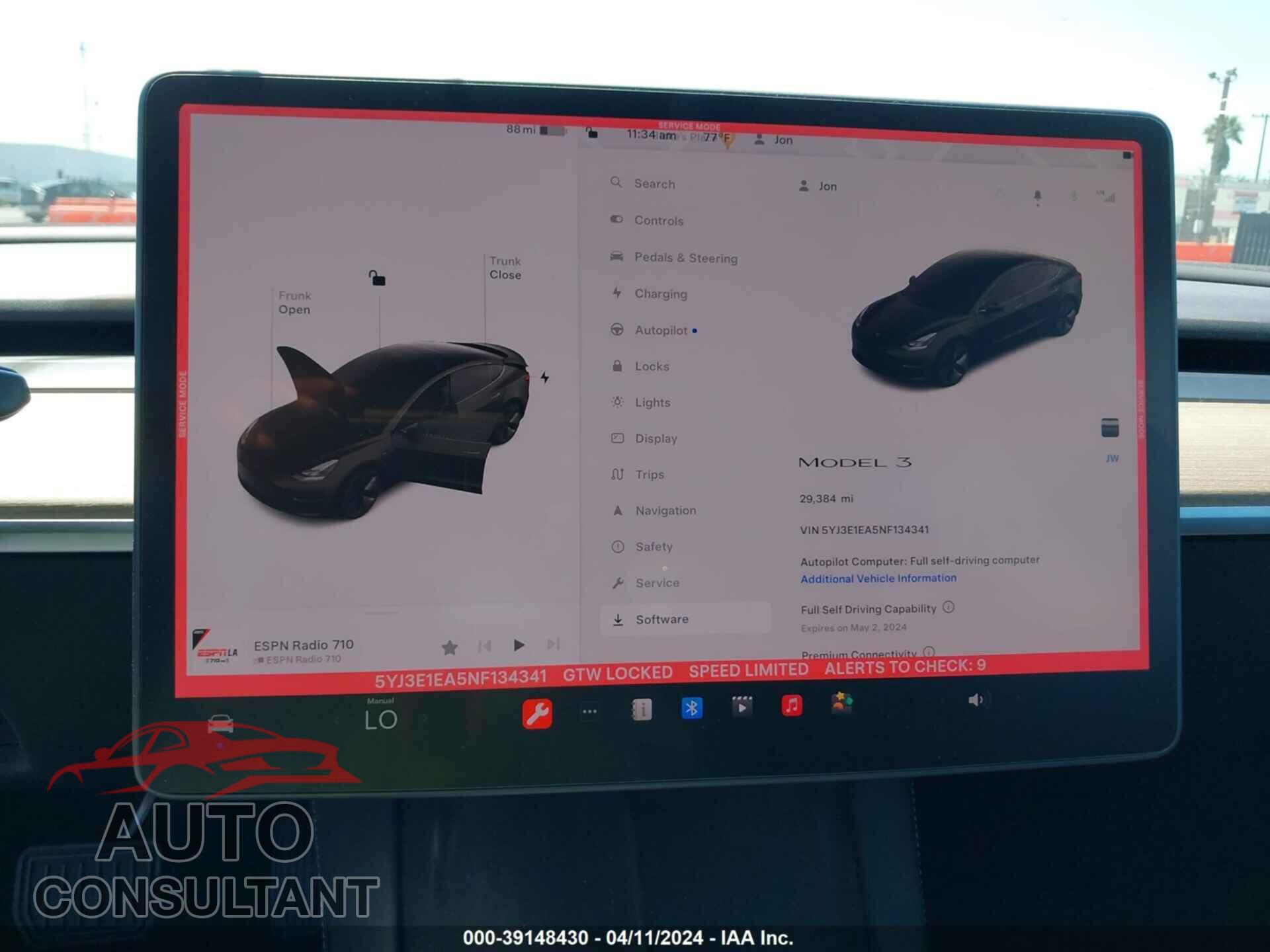 TESLA MODEL 3 2022 - 5YJ3E1EA5NF134341