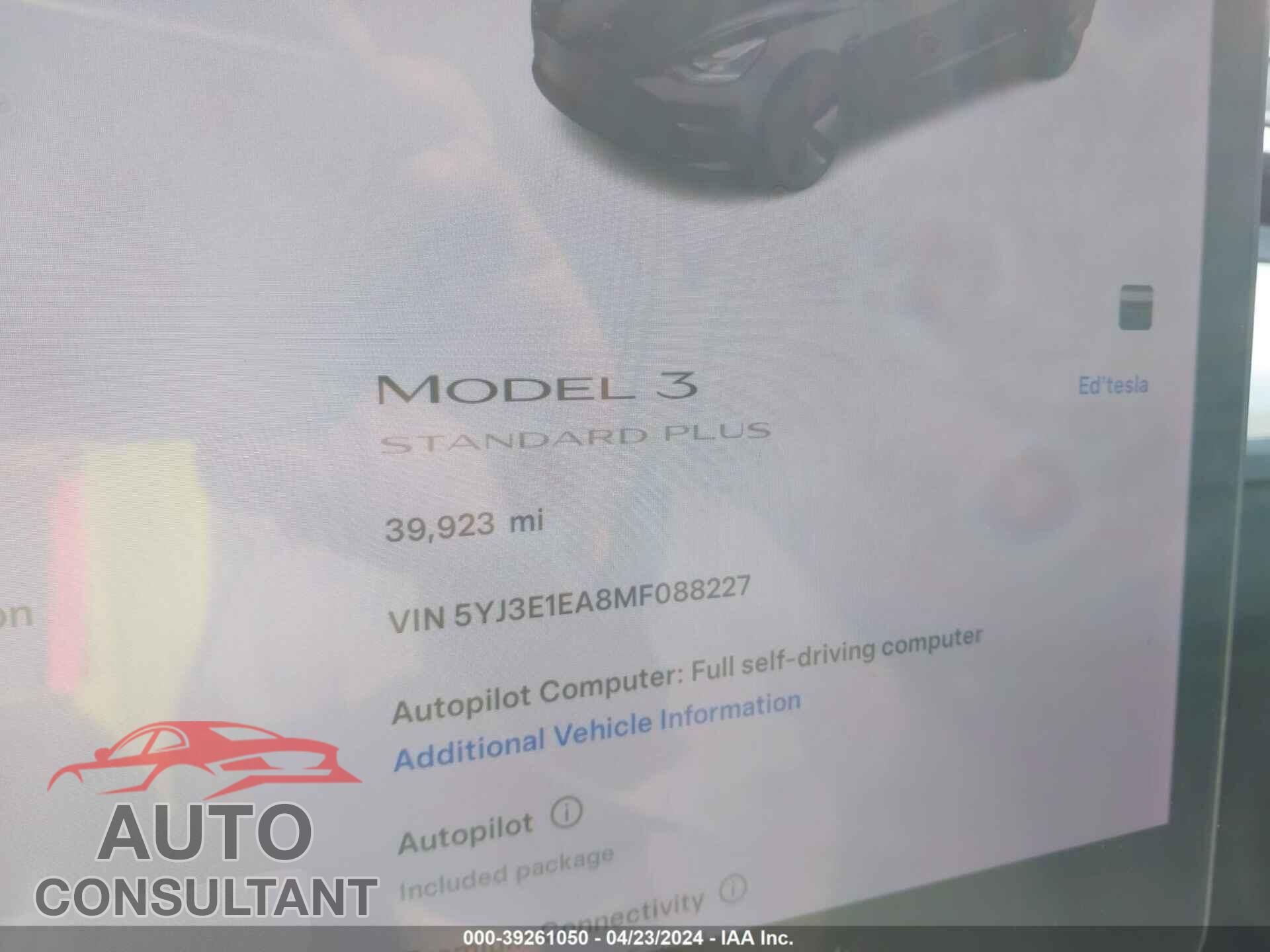 TESLA MODEL 3 2021 - 5YJ3E1EA8MF088227