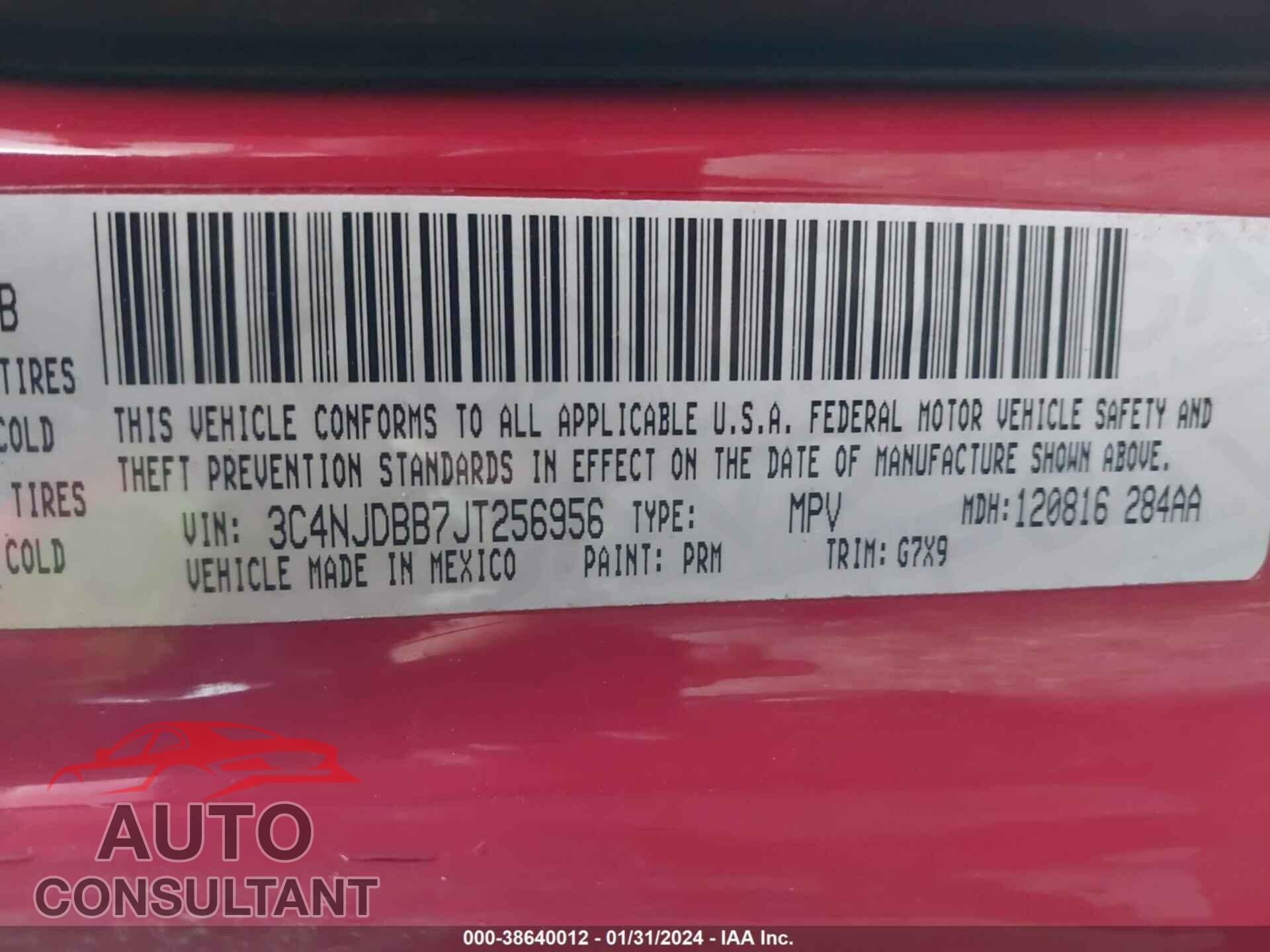 JEEP COMPASS 2018 - 3C4NJDBB7JT256956