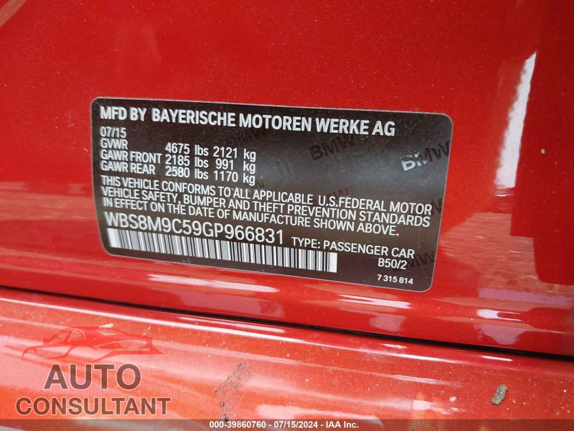BMW M3 2016 - WBS8M9C59GP966831