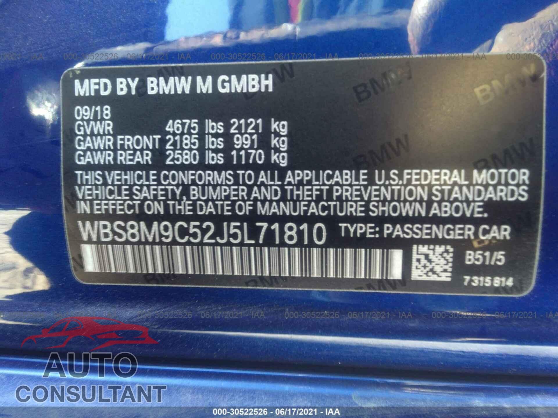 BMW M3 2018 - WBS8M9C52J5L71810
