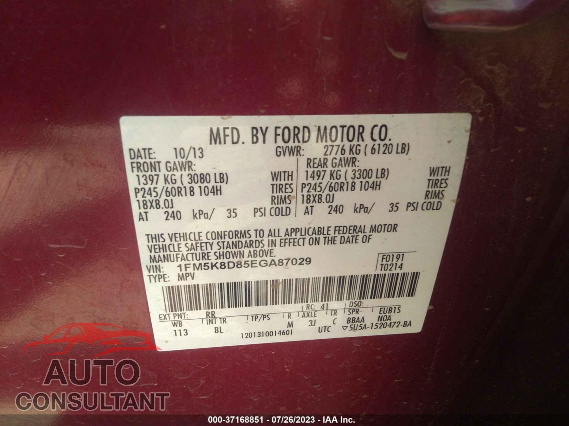 FORD EXPLORER 2014 - 1FM5K8D85EGA87029