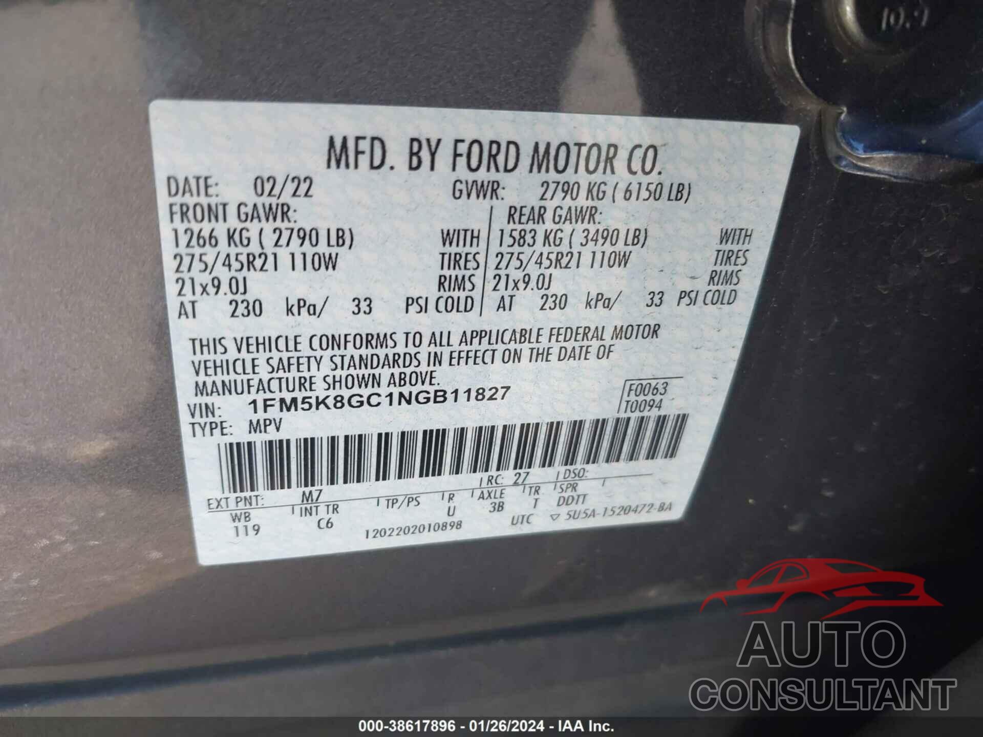 FORD EXPLORER 2022 - 1FM5K8GC1NGB11827