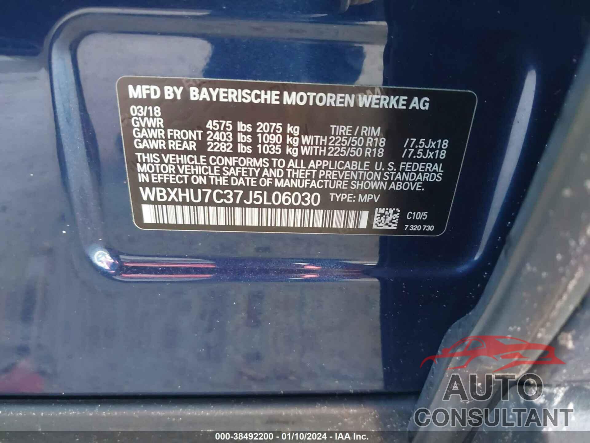 BMW X1 2018 - WBXHU7C37J5L06030