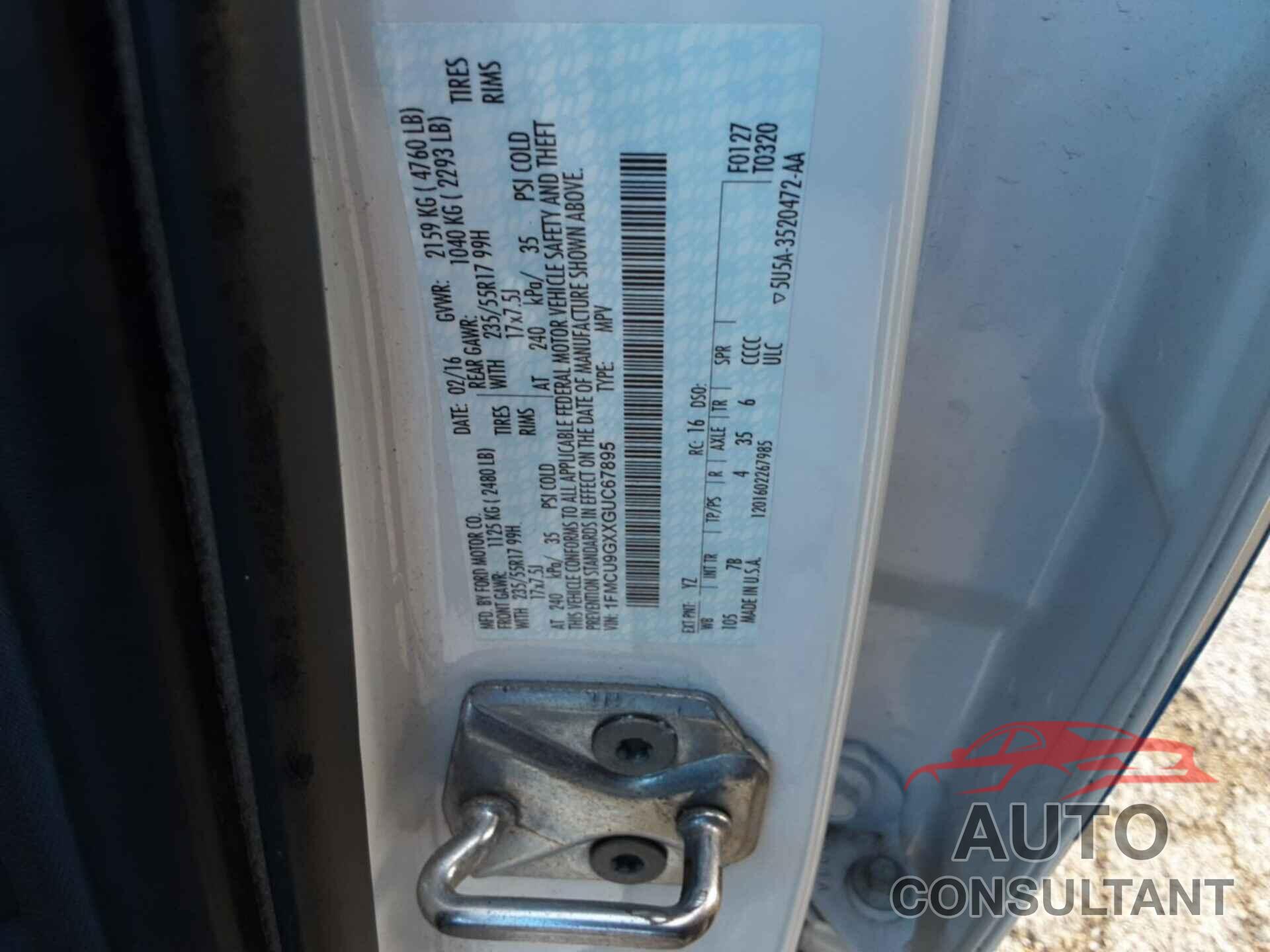 FORD ESCAPE 2016 - 1FMCU9GXXGUC67895