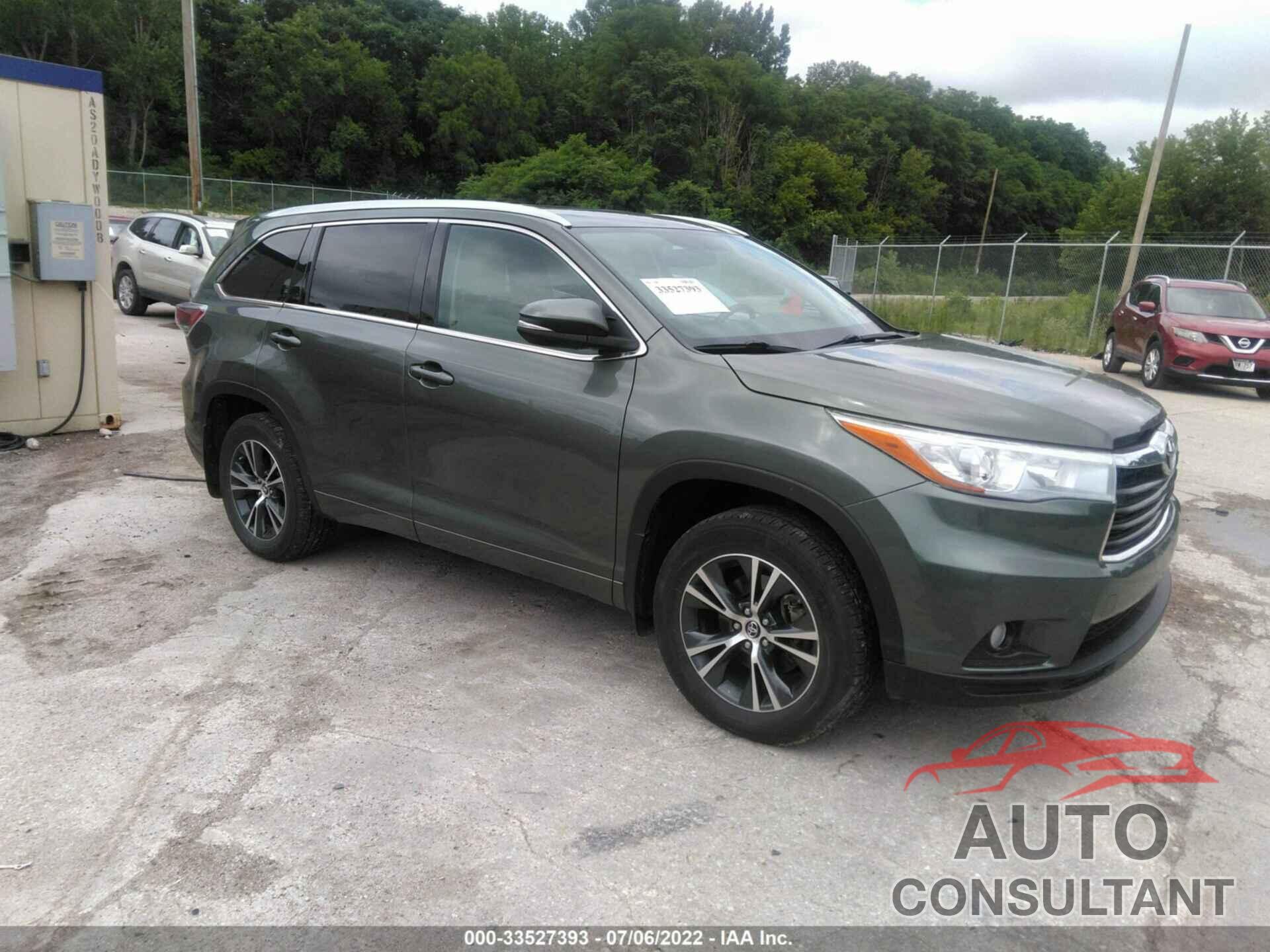 TOYOTA HIGHLANDER 2016 - 5TDJKRFH6GS240435