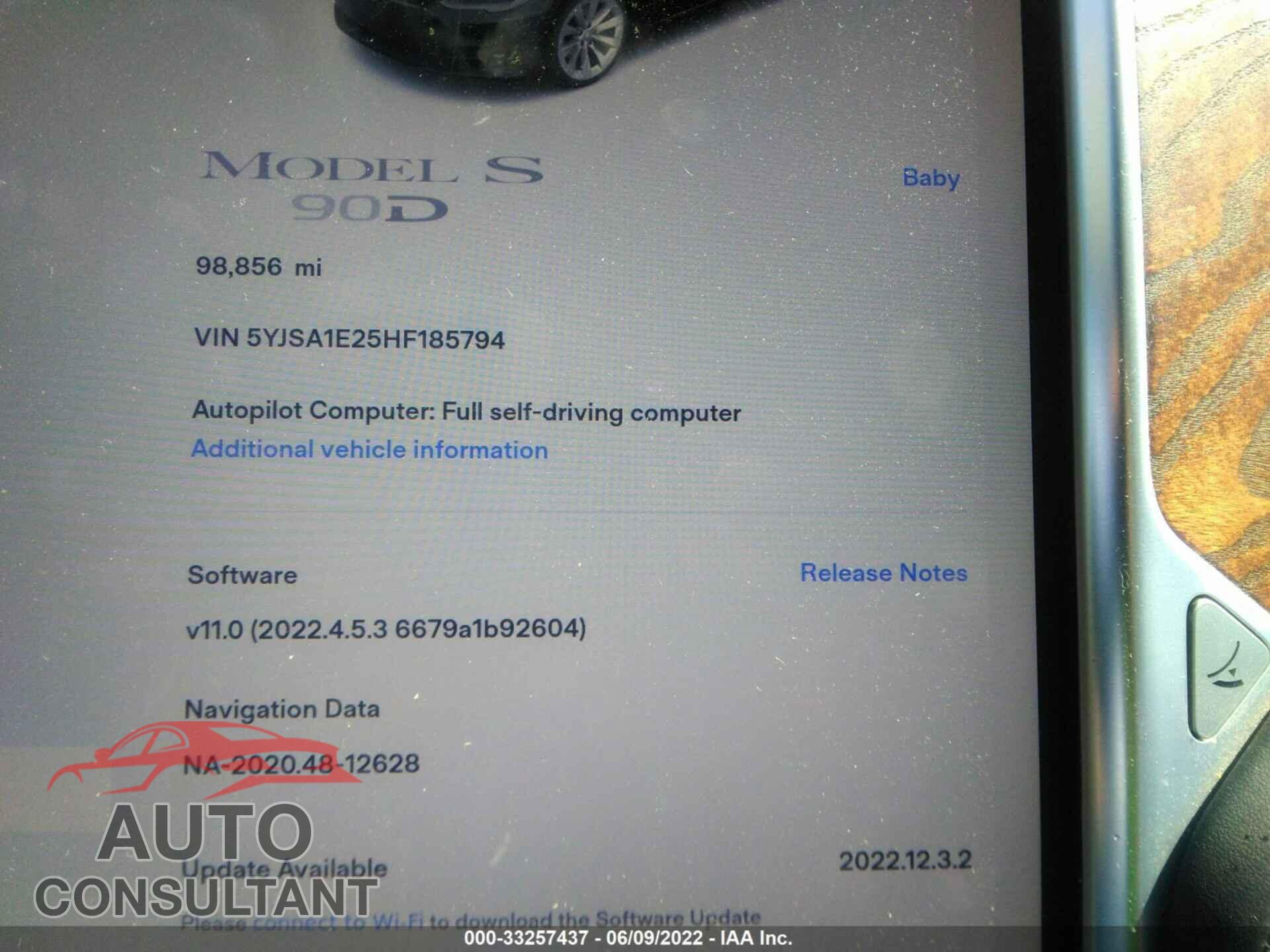 TESLA MODEL S 2017 - 5YJSA1E25HF185794