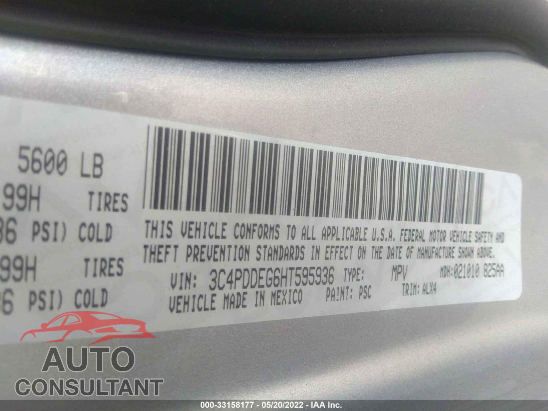 DODGE JOURNEY 2017 - 3C4PDDEG6HT595936