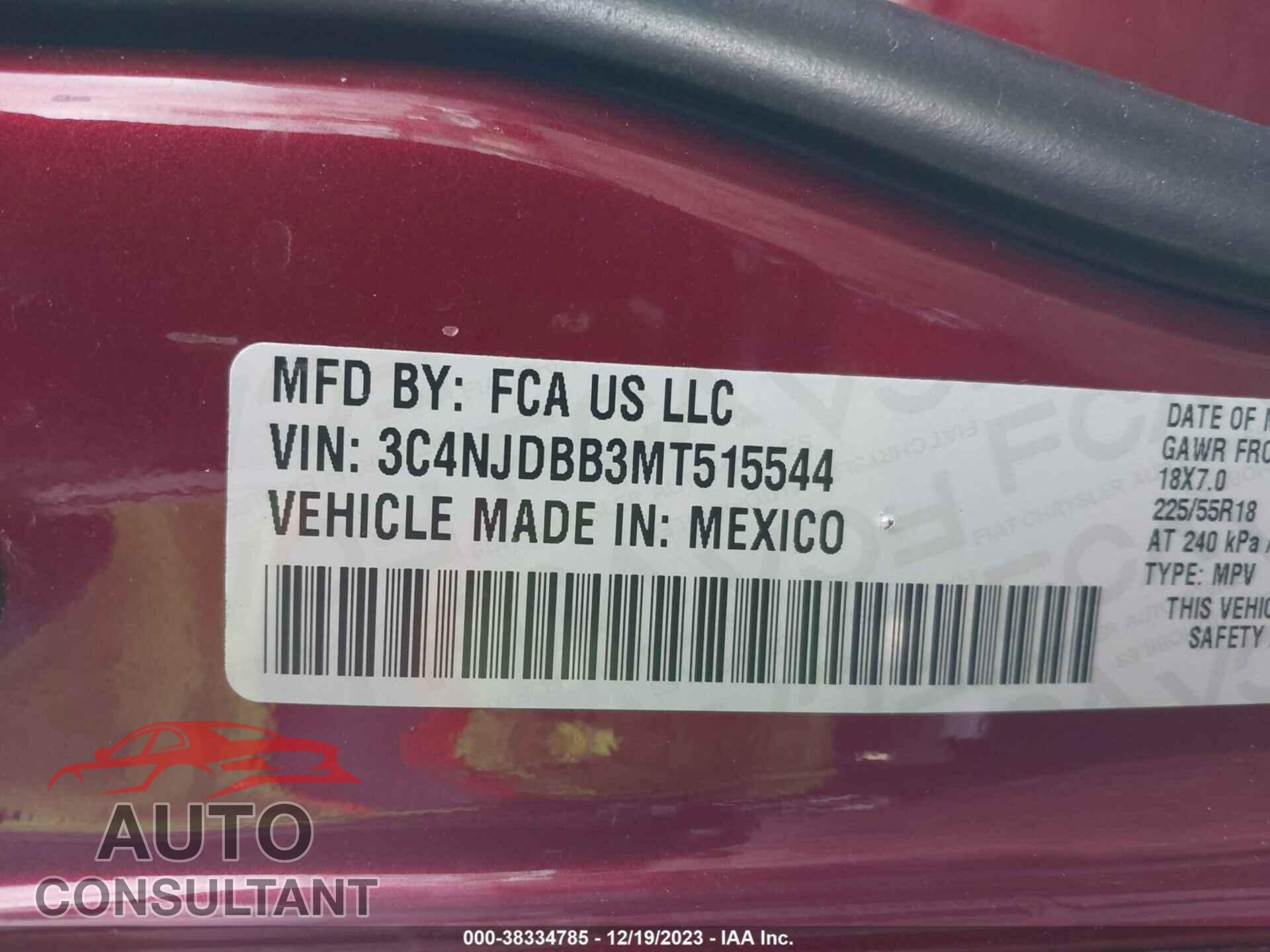 JEEP COMPASS 2021 - 3C4NJDBB3MT515544