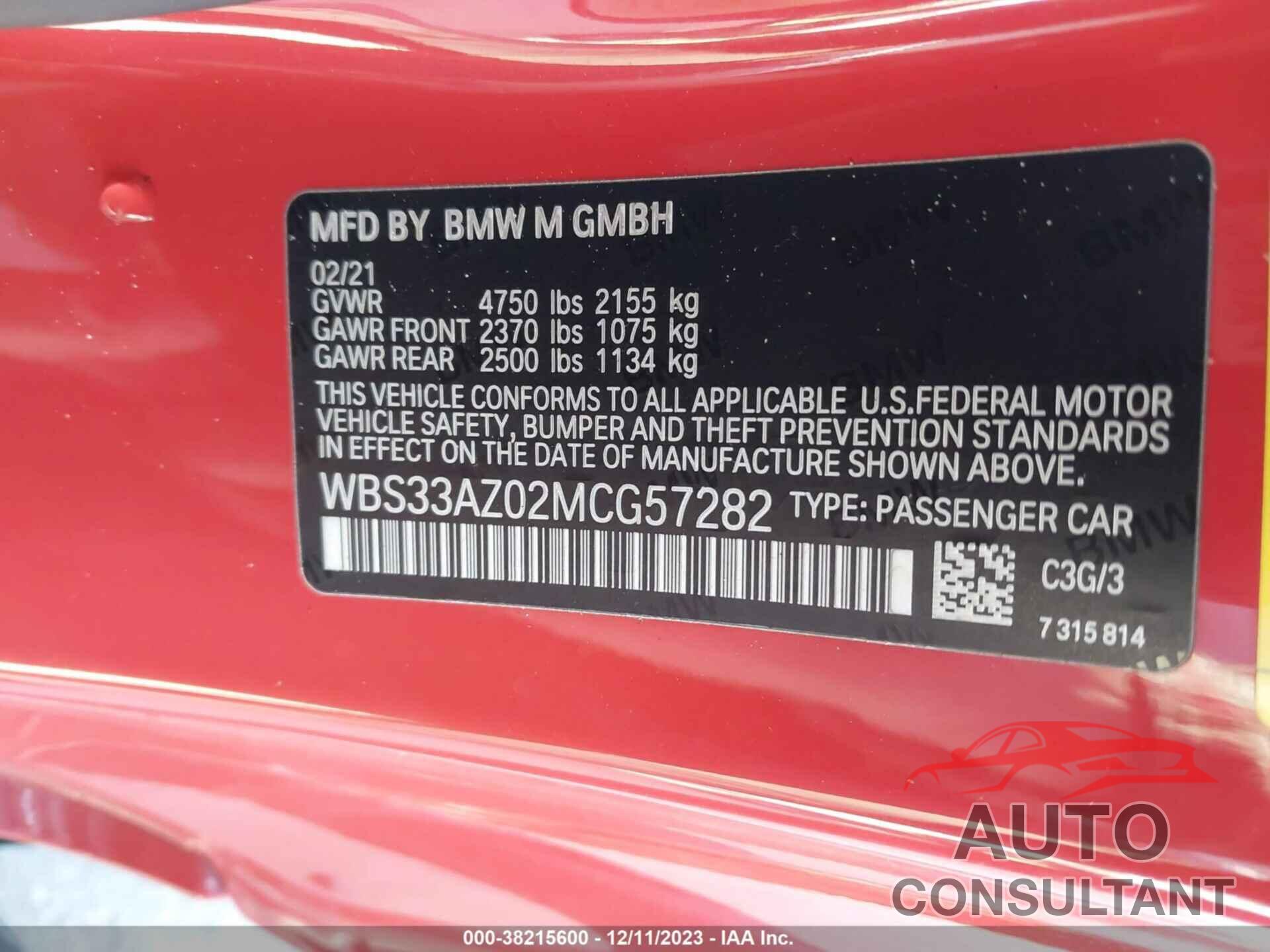 BMW M4 2021 - WBS33AZ02MCG57282