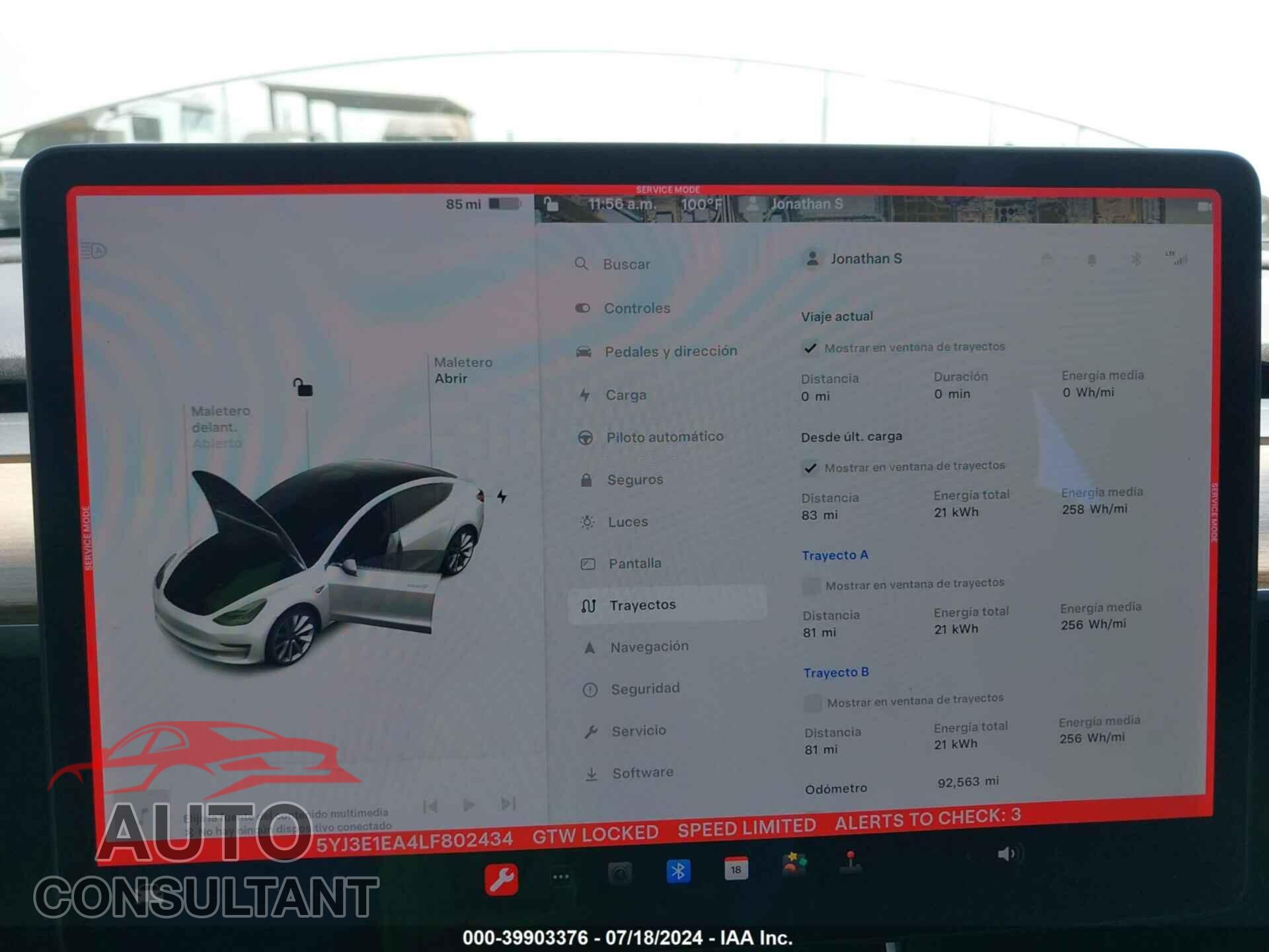 TESLA MODEL 3 2020 - 5YJ3E1EA4LF802434