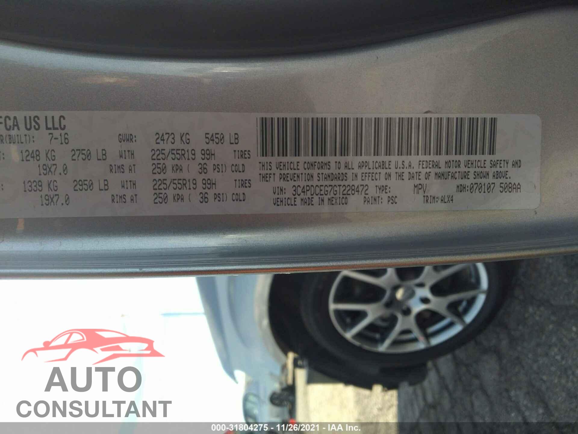 DODGE JOURNEY 2016 - 3C4PDCEG7GT228472