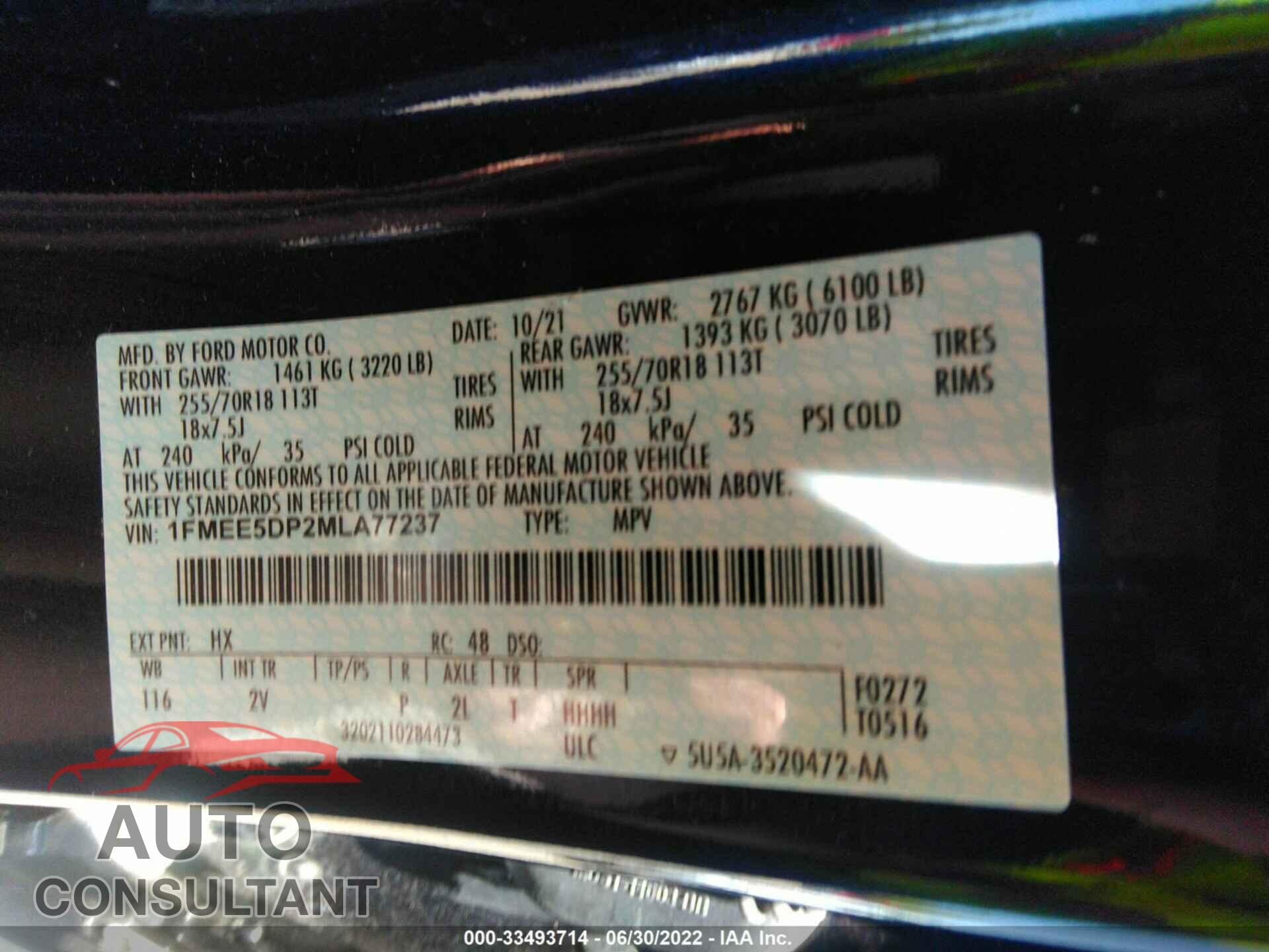 FORD BRONCO 2021 - 1FMEE5DP2MLA77237