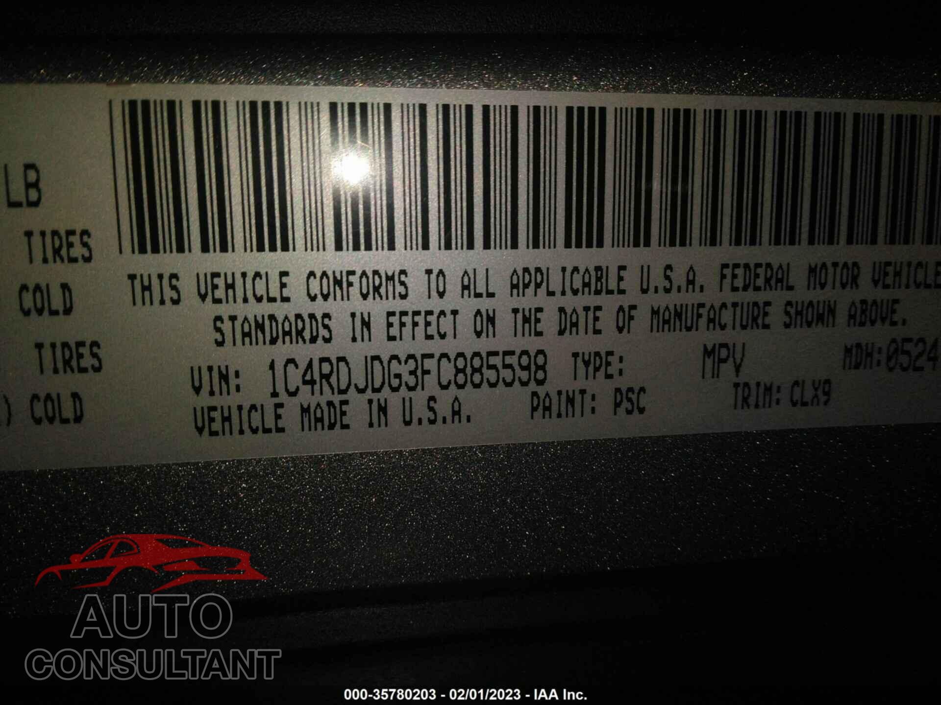 DODGE DURANGO 2015 - 1C4RDJDG3FC885598