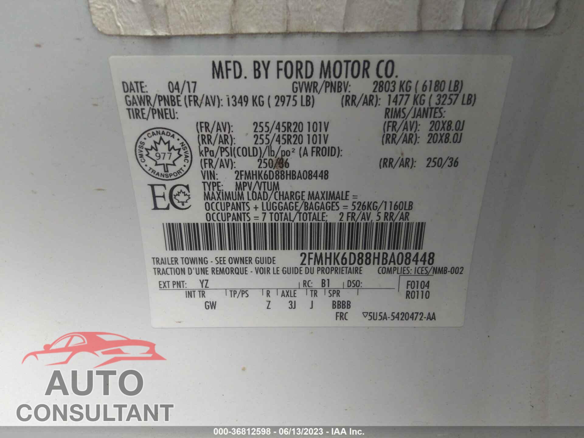 FORD FLEX 2017 - 2FMHK6D88HBA08448