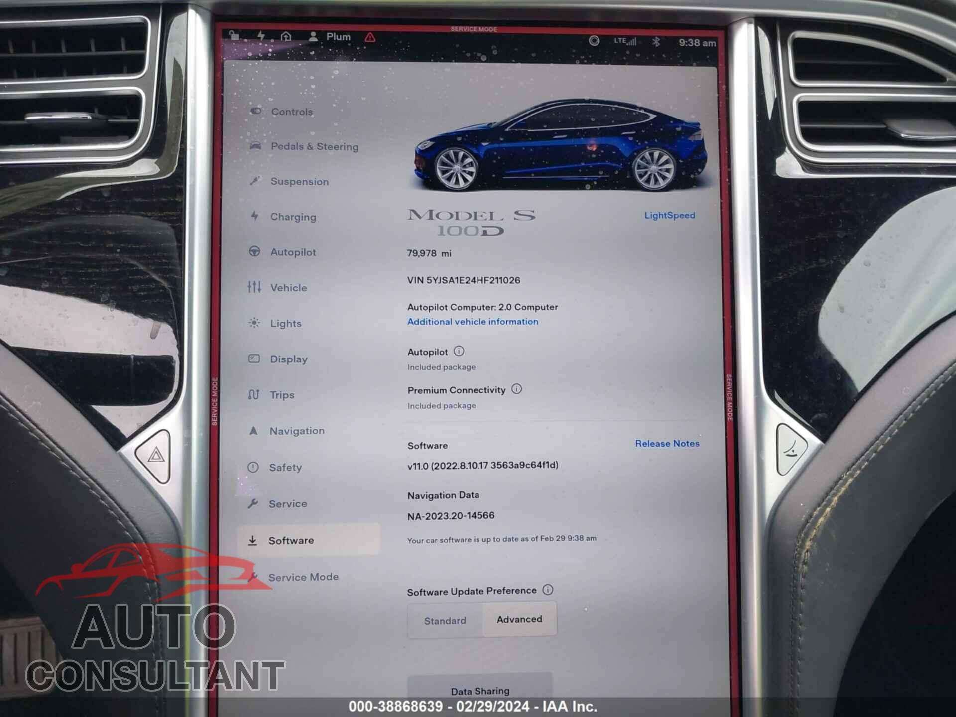 TESLA MODEL S 2017 - 5YJSA1E24HF211026