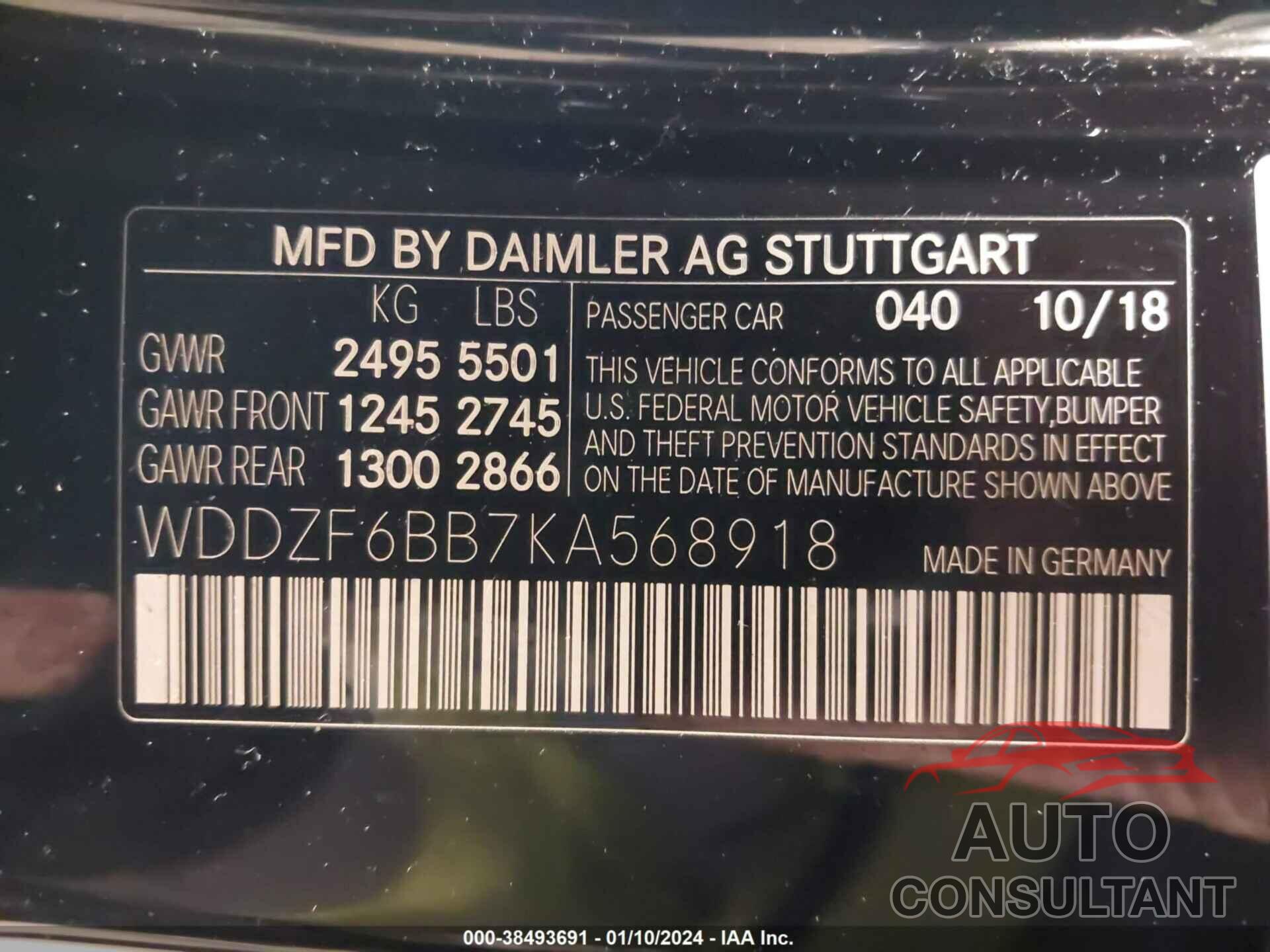 MERCEDES-BENZ AMG E 53 2019 - WDDZF6BB7KA568918