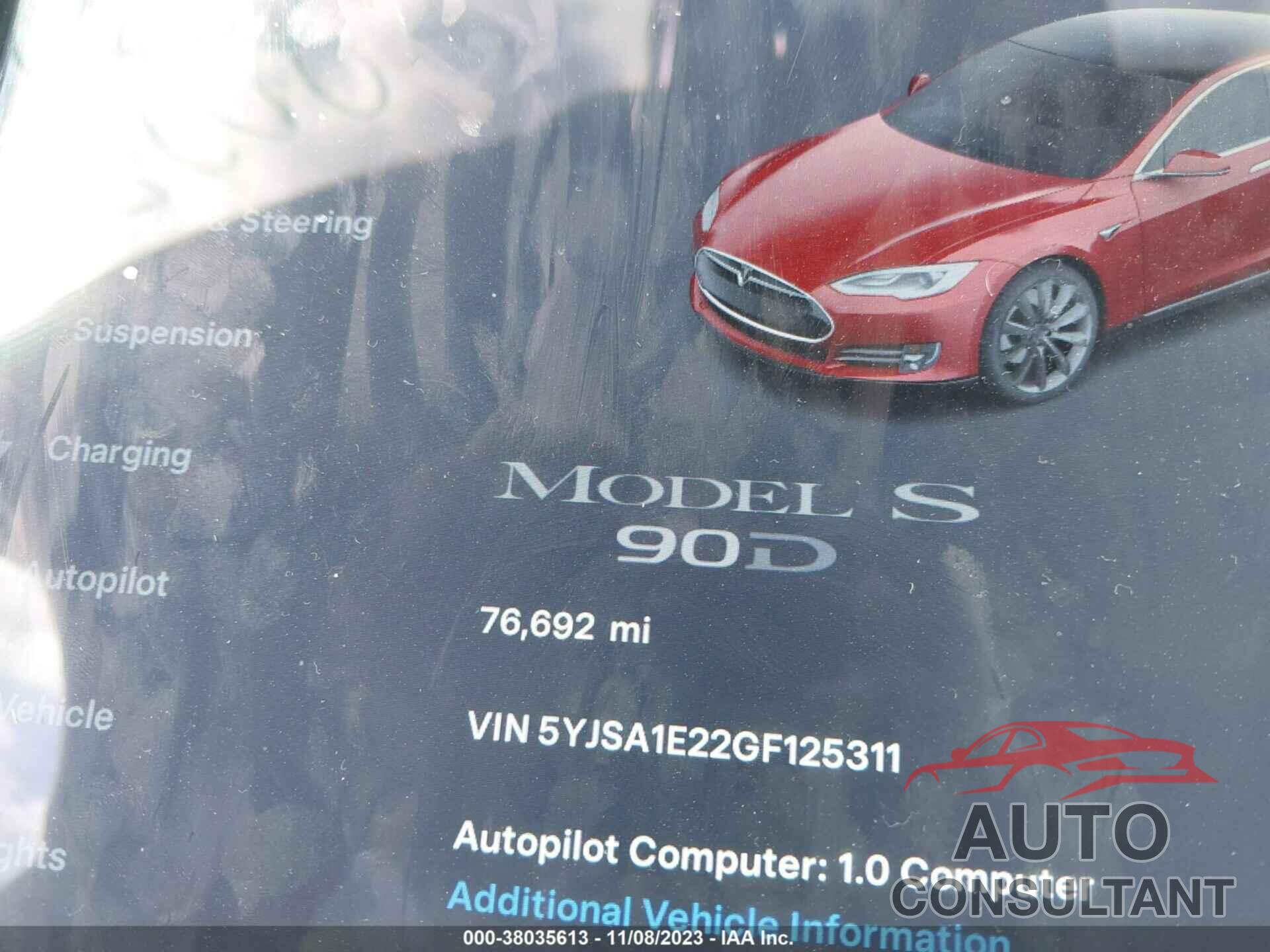 TESLA MODEL S 2016 - 5YJSA1E22GF125311