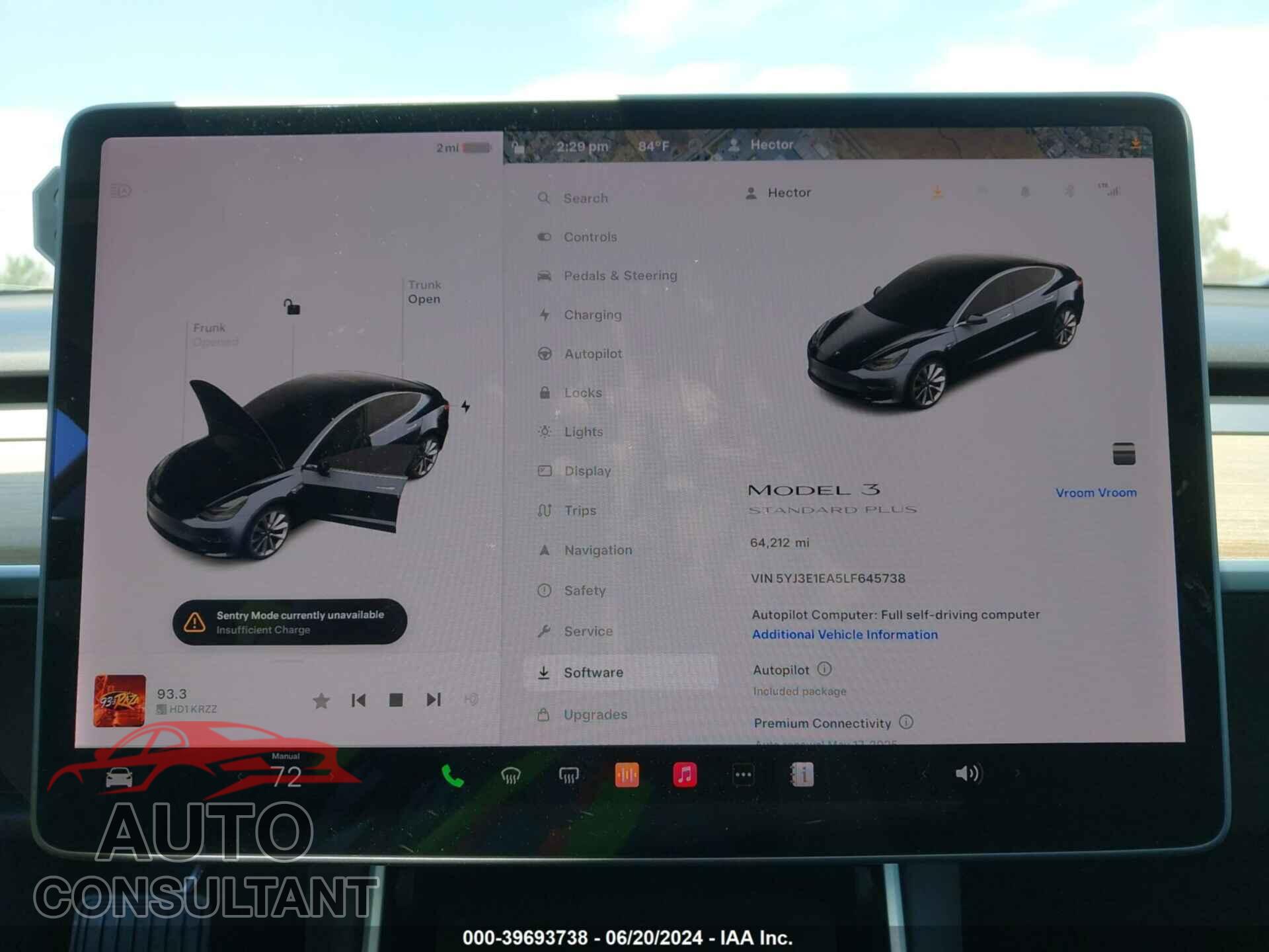TESLA MODEL 3 2020 - 5YJ3E1EA5LF645738