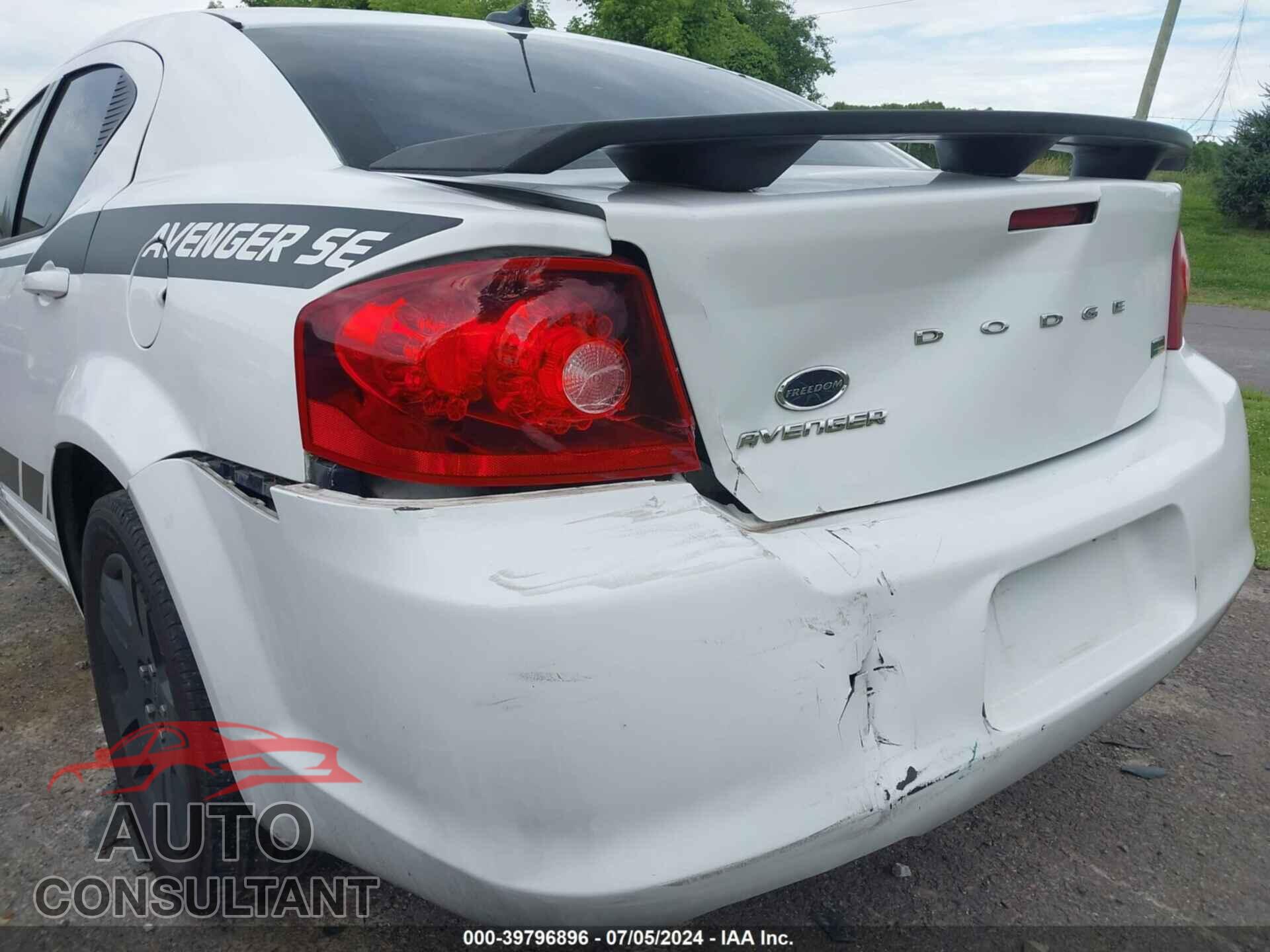 DODGE AVENGER 2012 - 1C3CDZAG4CN309256