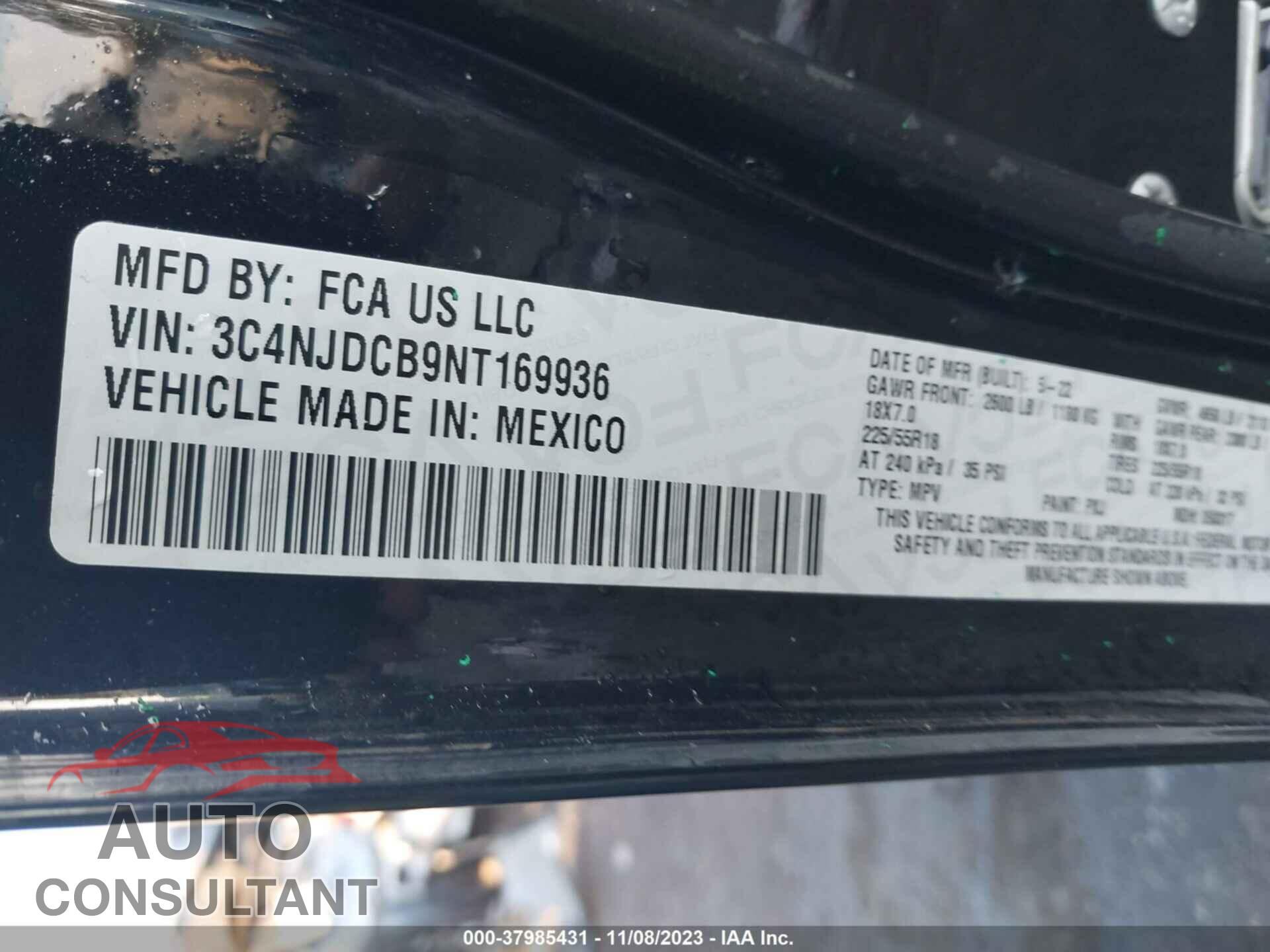 JEEP COMPASS 2022 - 3C4NJDCB9NT169936