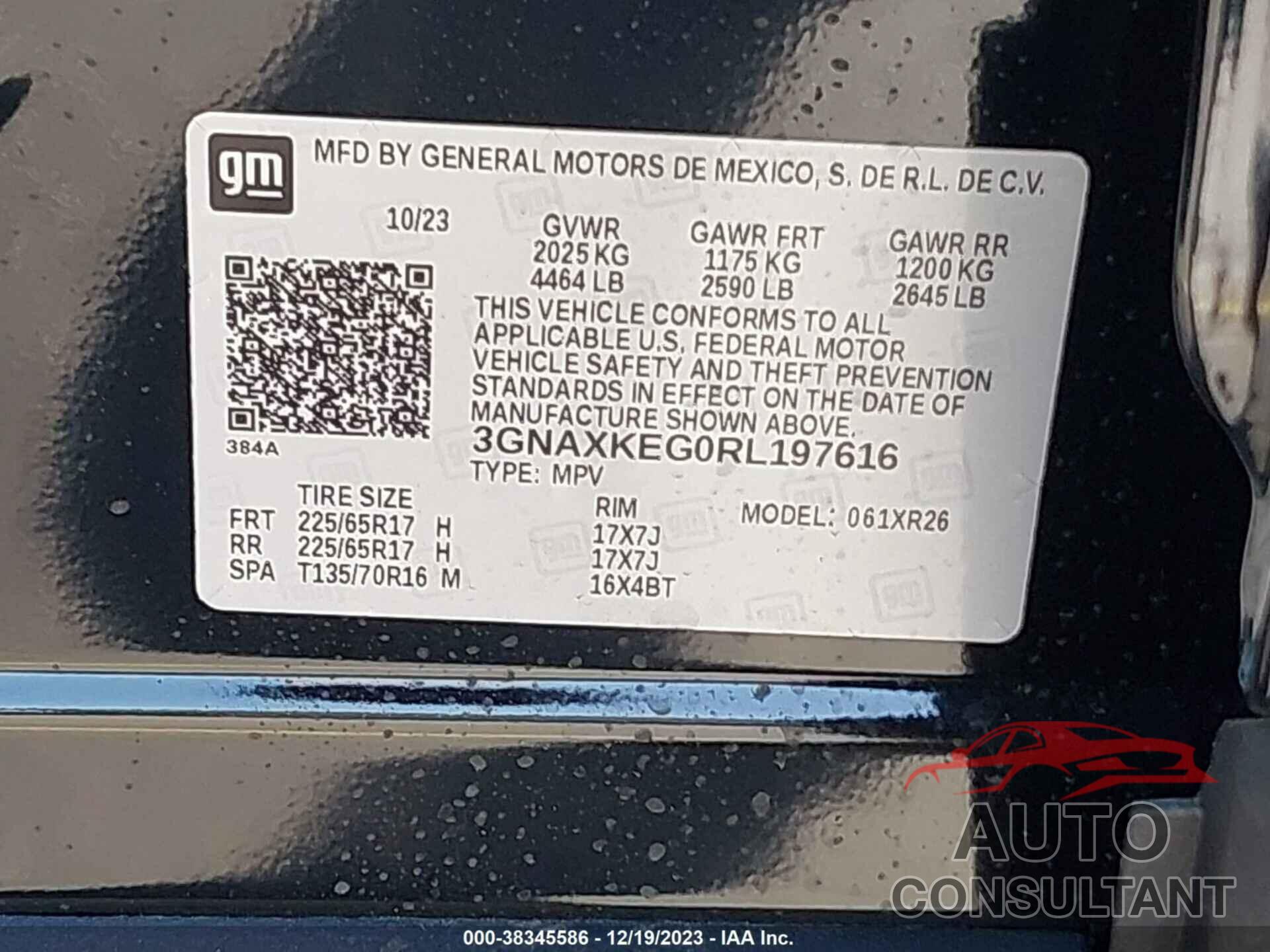 CHEVROLET EQUINOX 2024 - 3GNAXKEG0RL197616