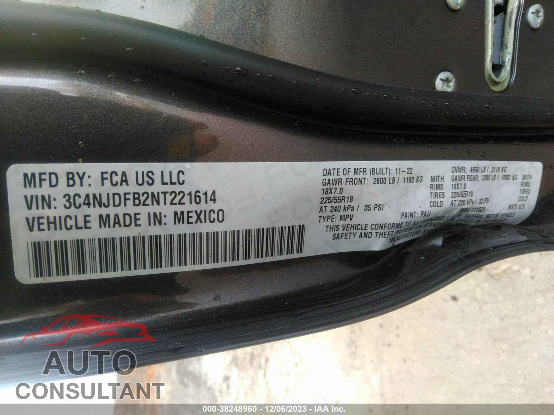 JEEP COMPASS 2022 - 3C4NJDFB2NT221614