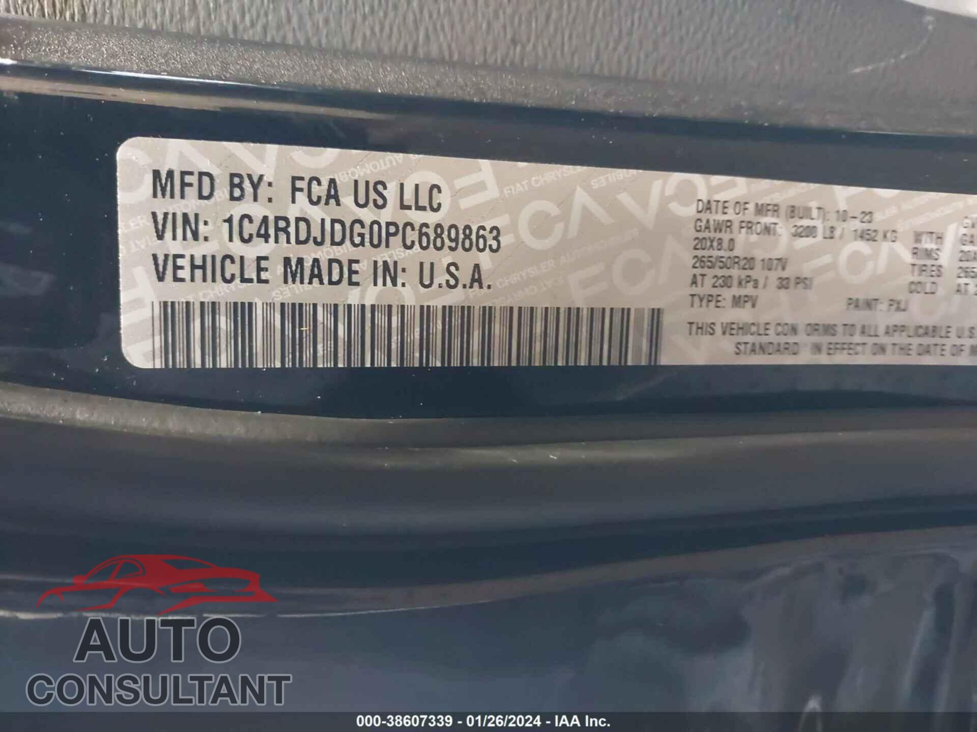 DODGE DURANGO 2023 - 1C4RDJDG0PC689863