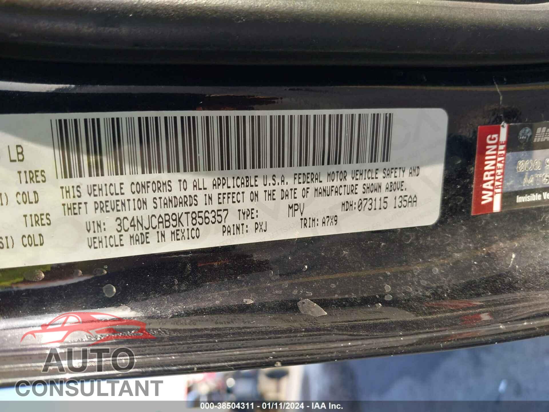 JEEP COMPASS 2019 - 3C4NJCAB9KT856357
