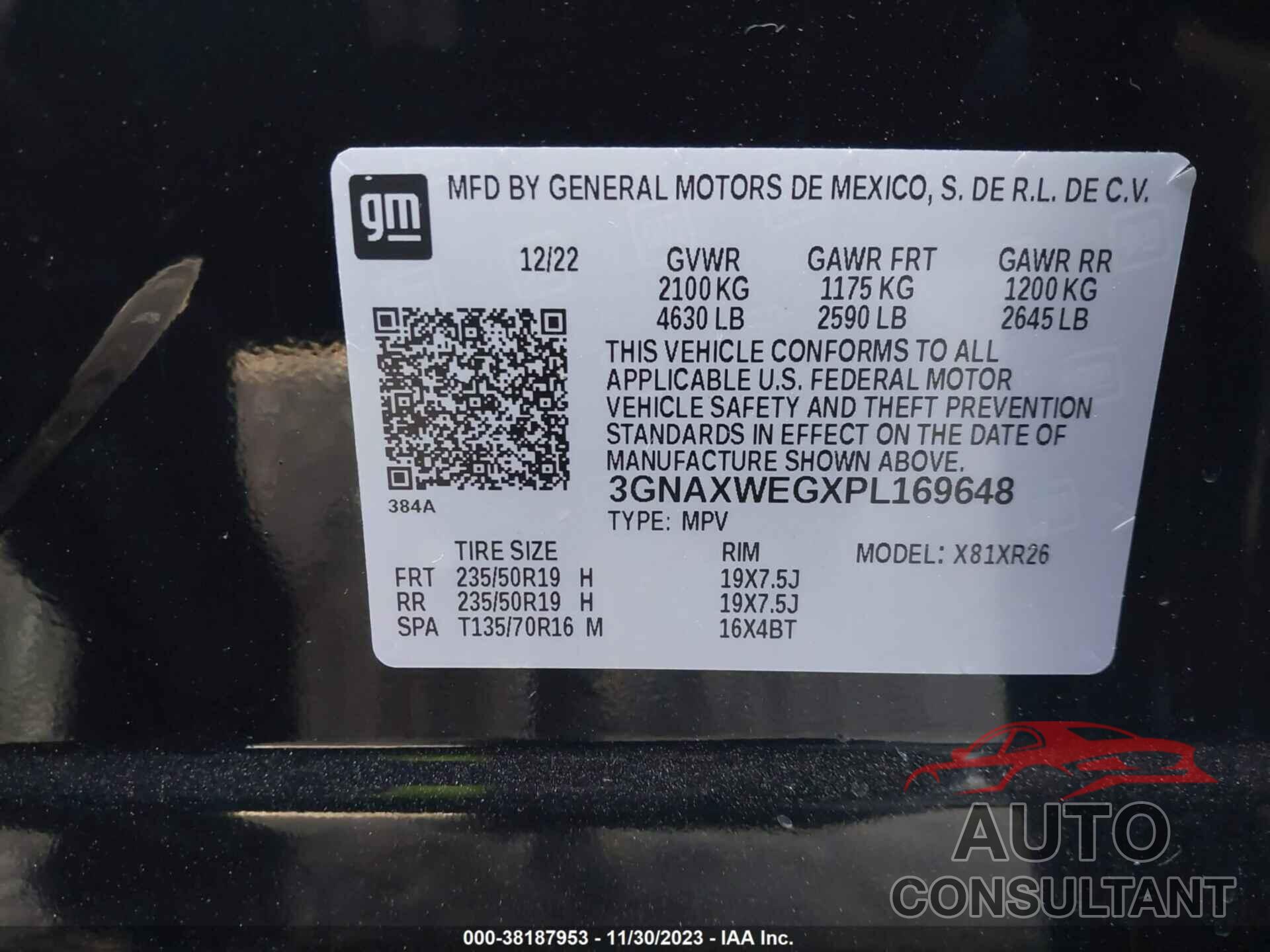 CHEVROLET EQUINOX 2023 - 3GNAXWEGXPL169648