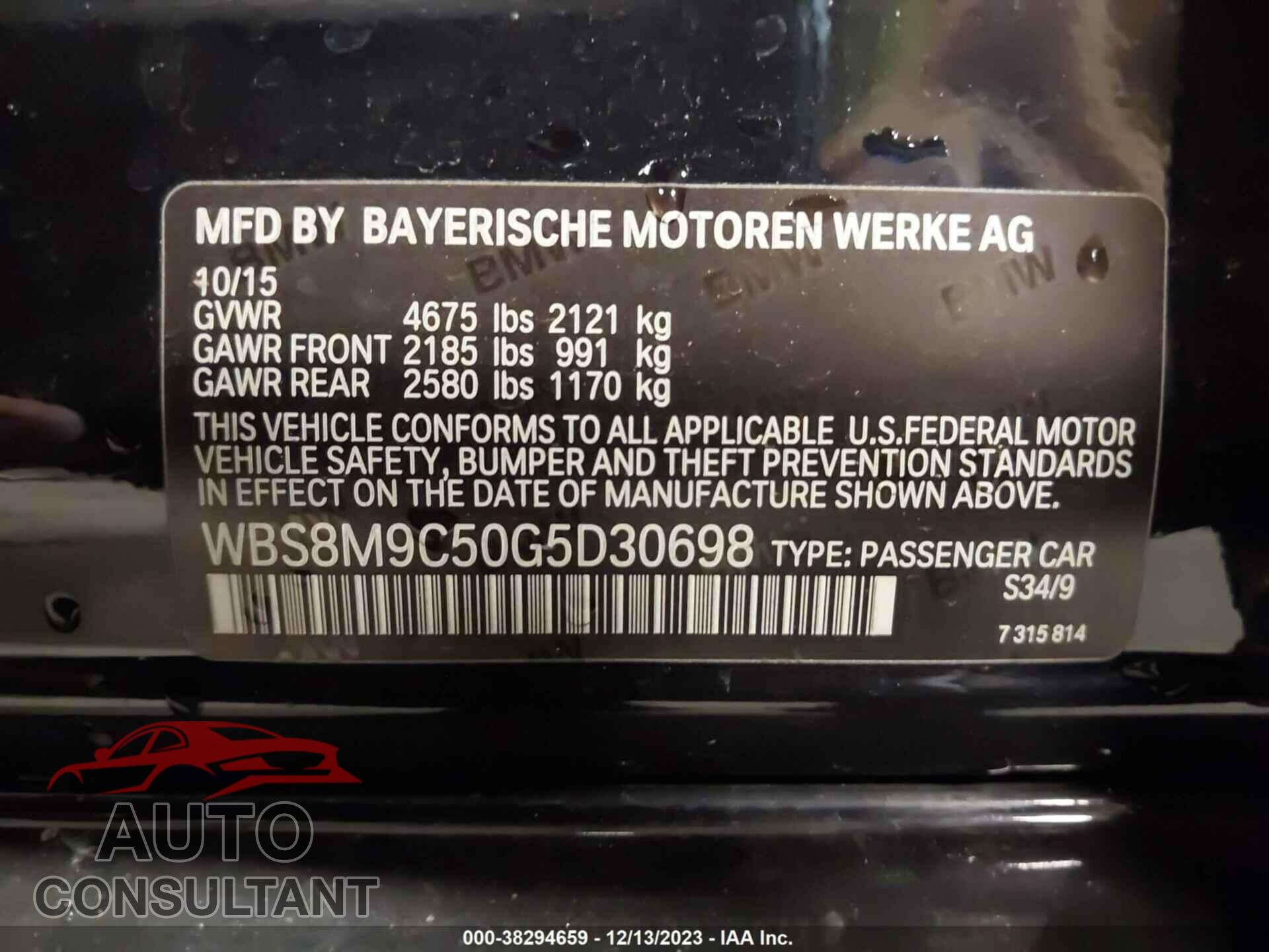 BMW M3 2016 - WBS8M9C50G5D30698