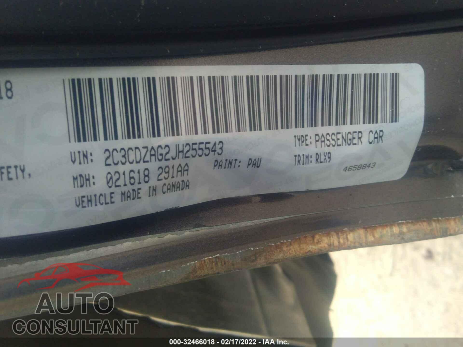 DODGE CHALLENGER 2018 - 2C3CDZAG2JH255543