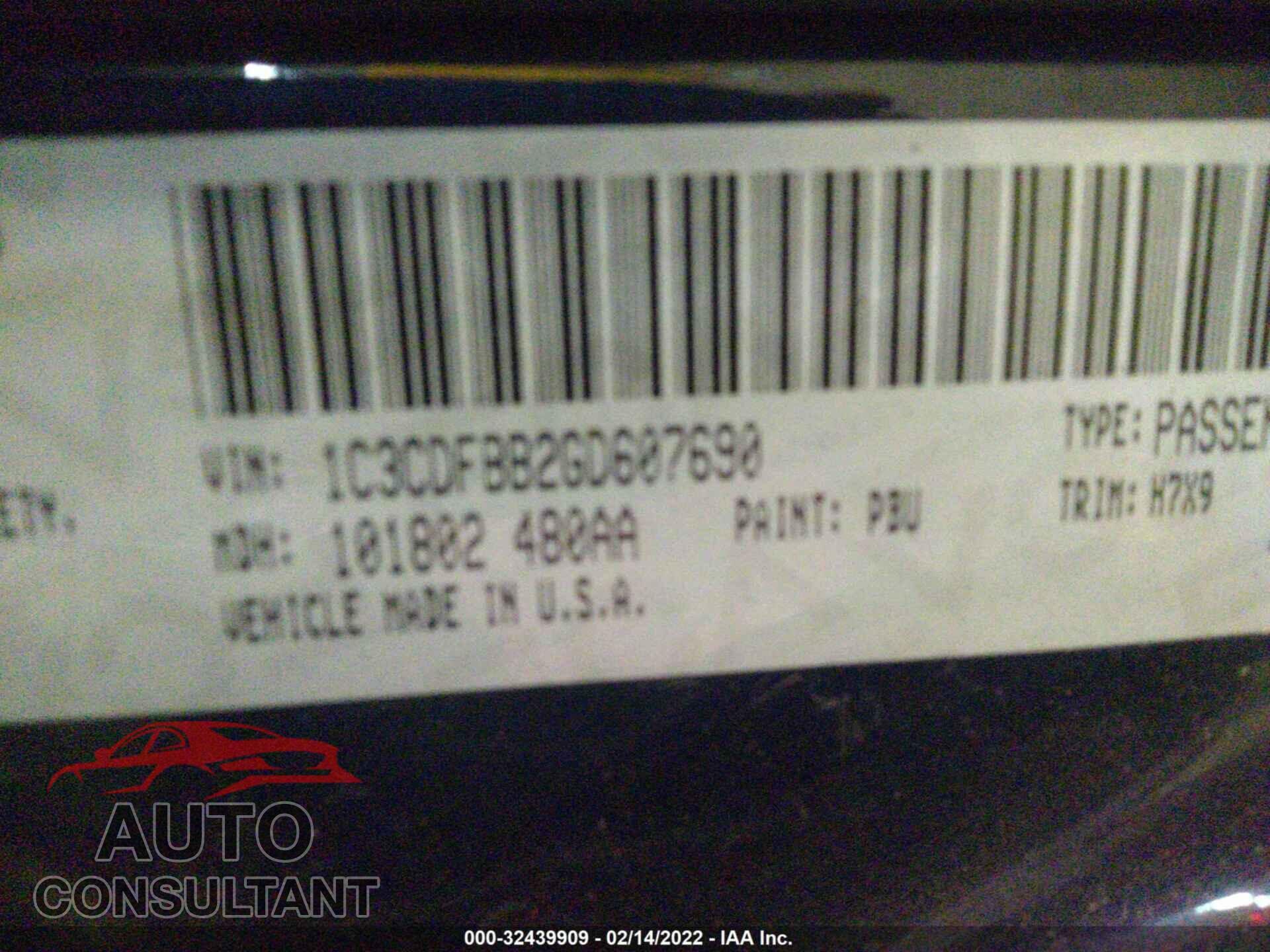 DODGE DART 2016 - 1C3CDFBB2GD607690