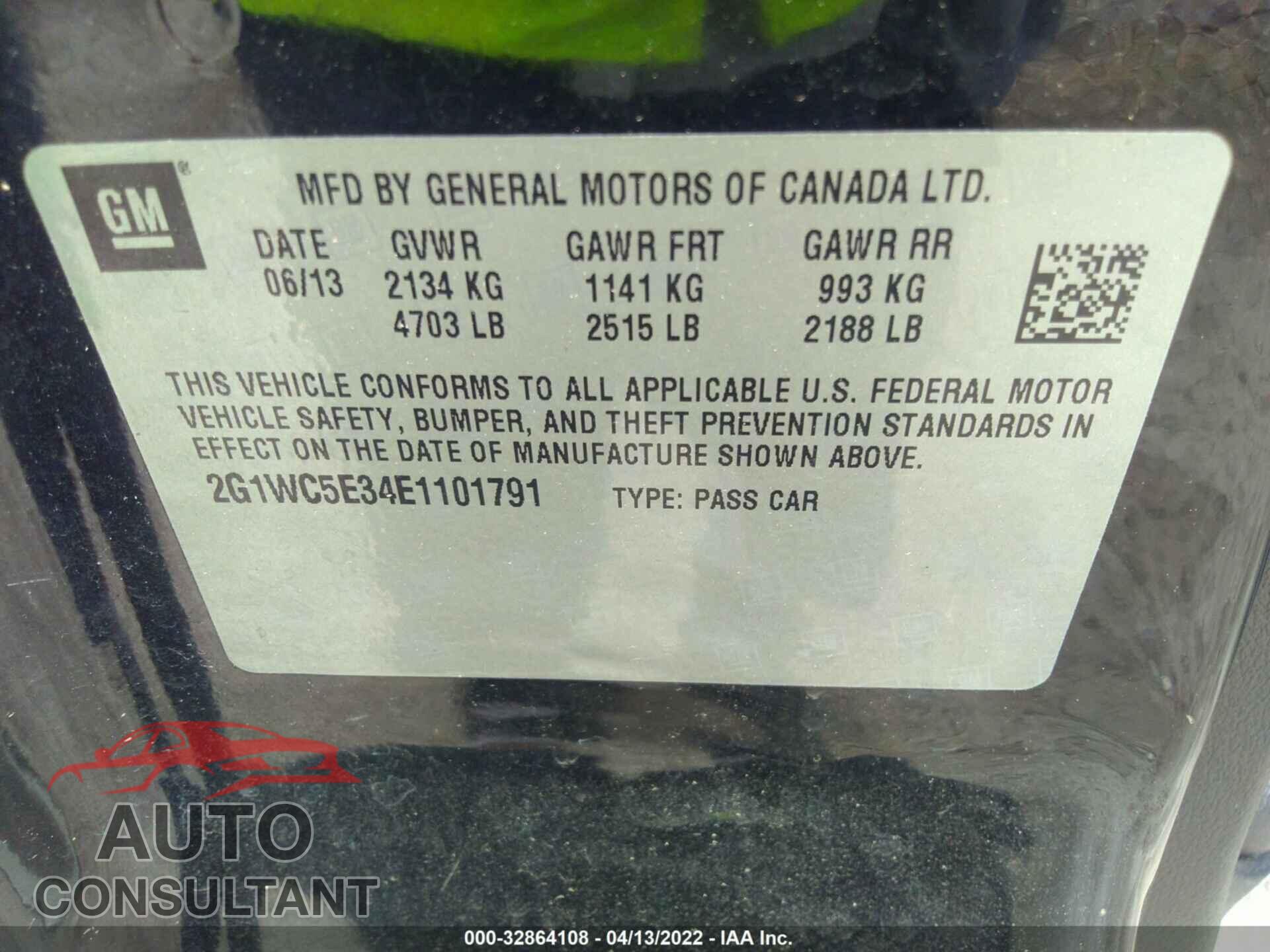 CHEVROLET IMPALA LIMITED 2014 - 2G1WC5E34E1101791