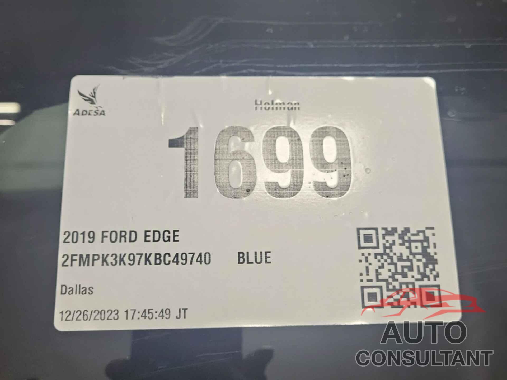 FORD EDGE 2019 - 2FMPK3K97KBC49740