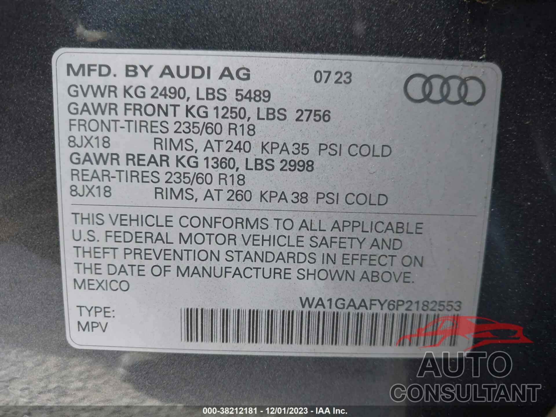 AUDI Q5 2023 - WA1GAAFY6P2182553