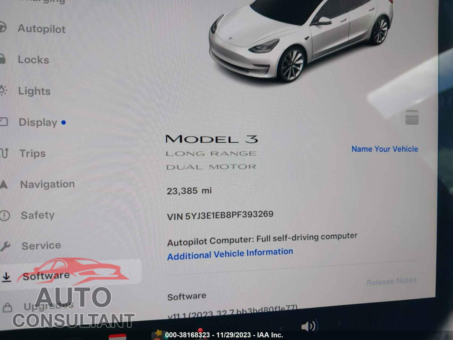 TESLA MODEL 3 2023 - 5YJ3E1EB8PF393269