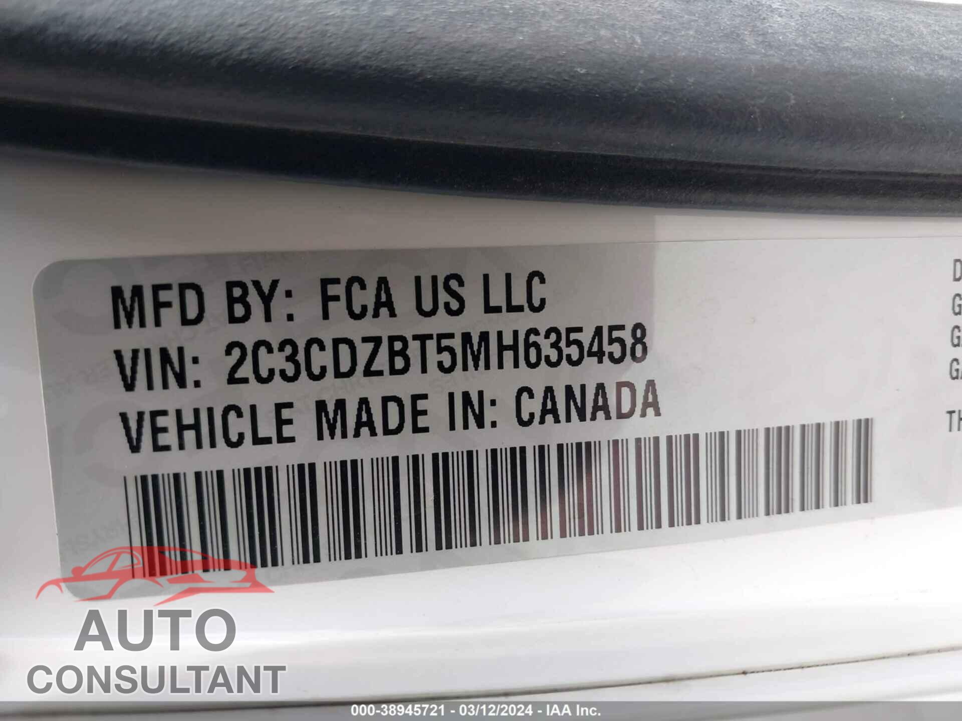 DODGE CHALLENGER 2021 - 2C3CDZBT5MH635458