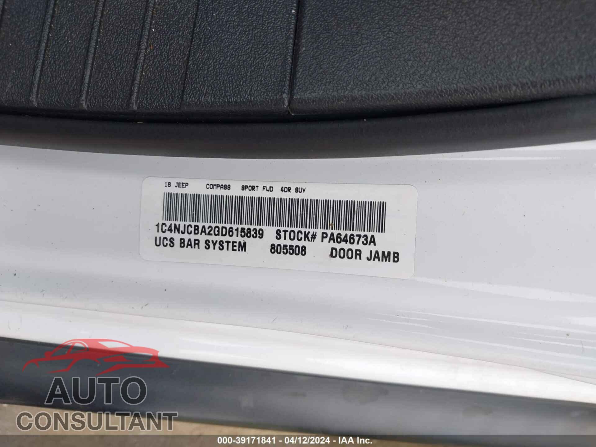 JEEP COMPASS 2016 - 1C4NJCBA2GD615839