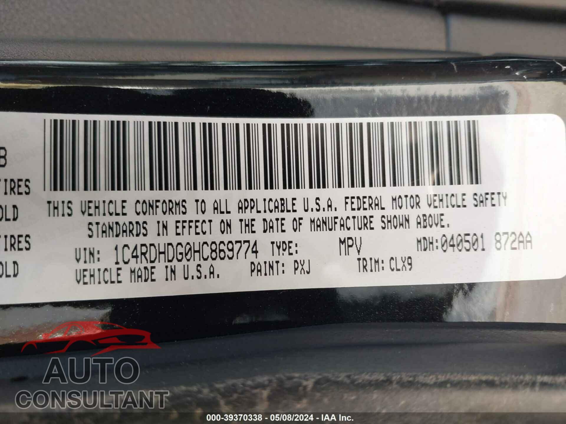 DODGE DURANGO 2017 - 1C4RDHDG0HC869774