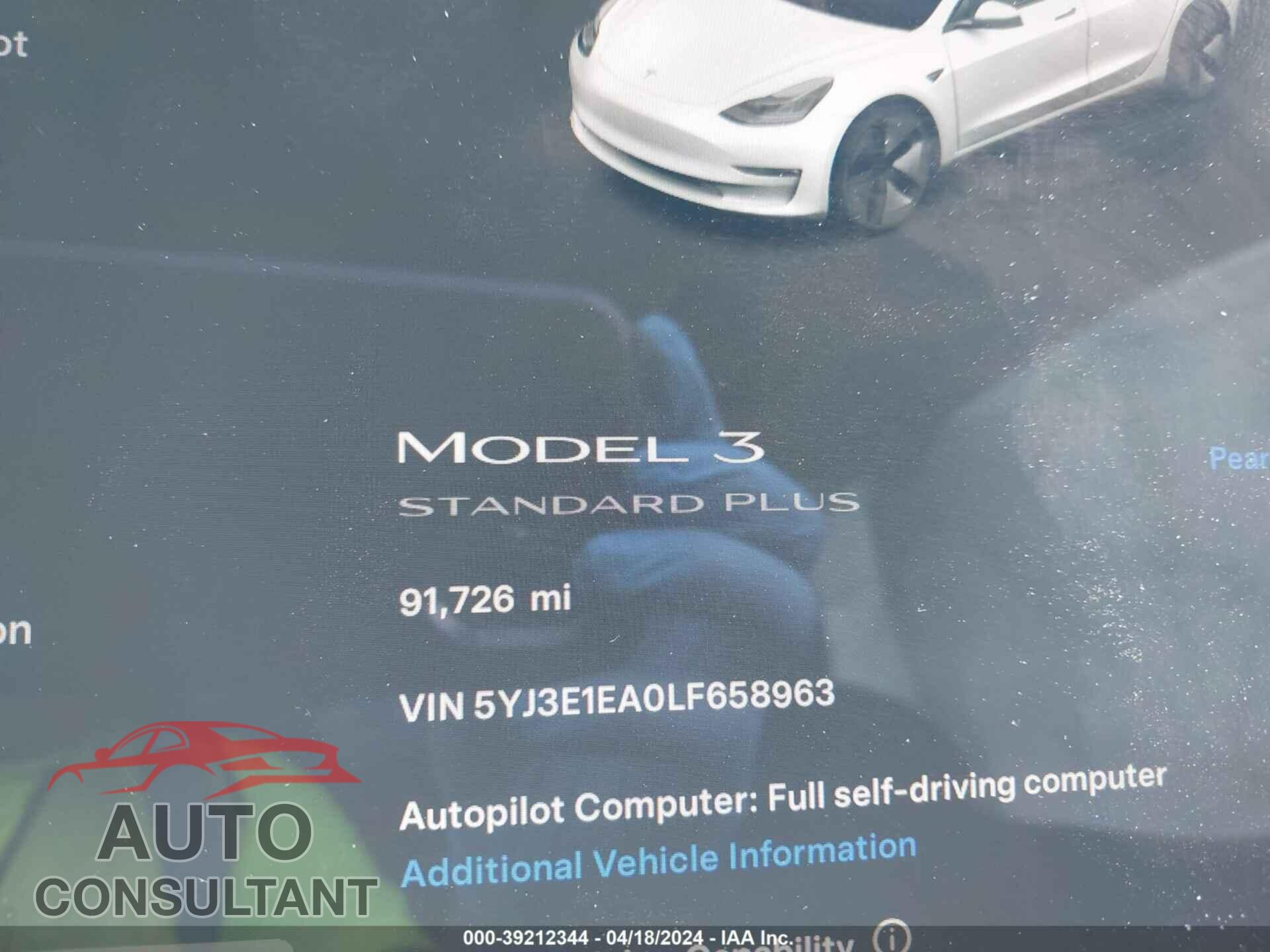 TESLA MODEL 3 2020 - 5YJ3E1EA0LF658963