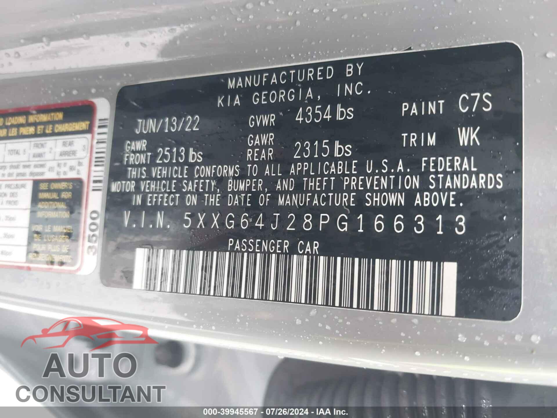 KIA K5 2023 - 5XXG64J28PG166313