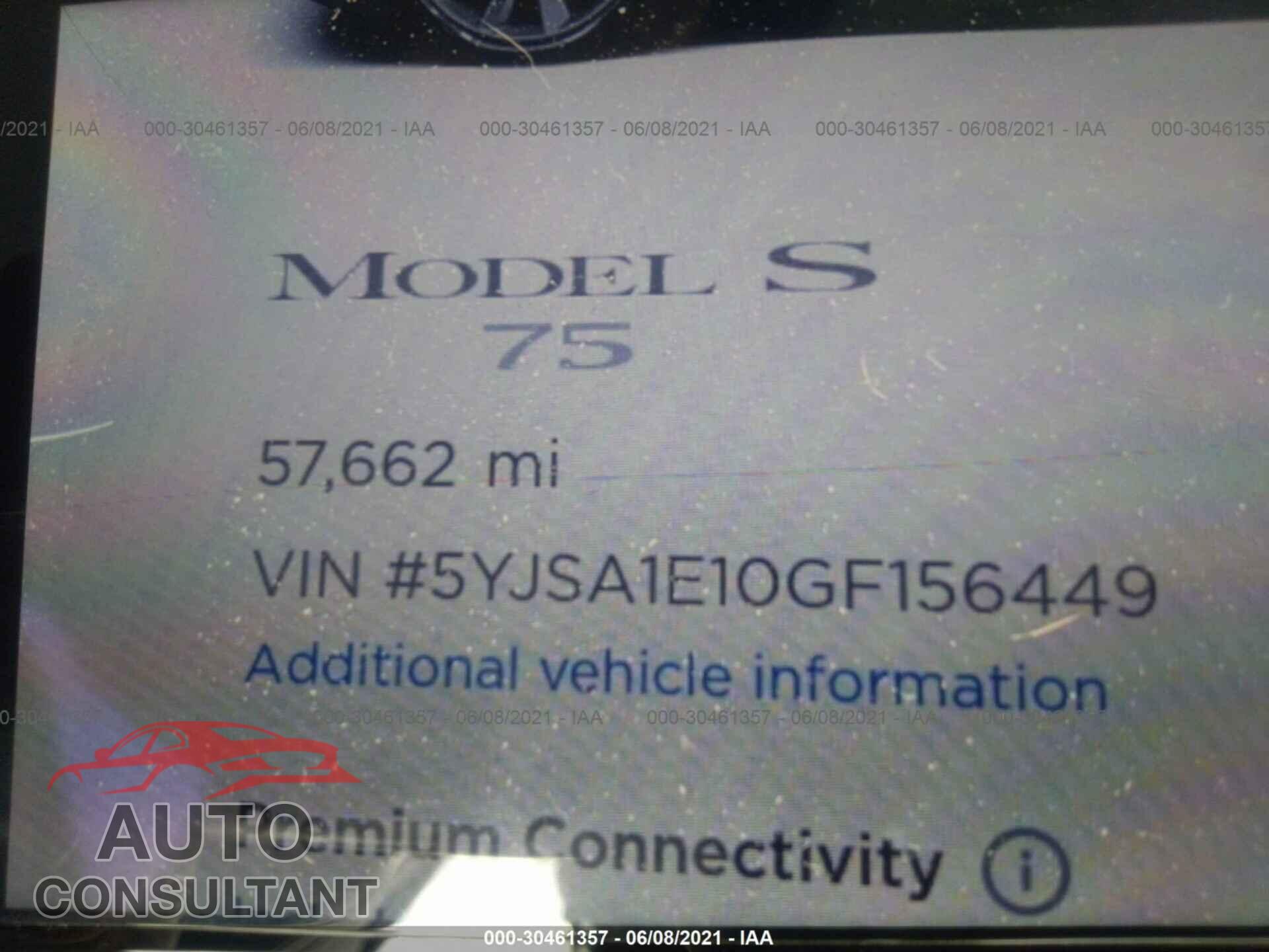 TESLA MODEL S 2016 - 5YJSA1E10GF156449