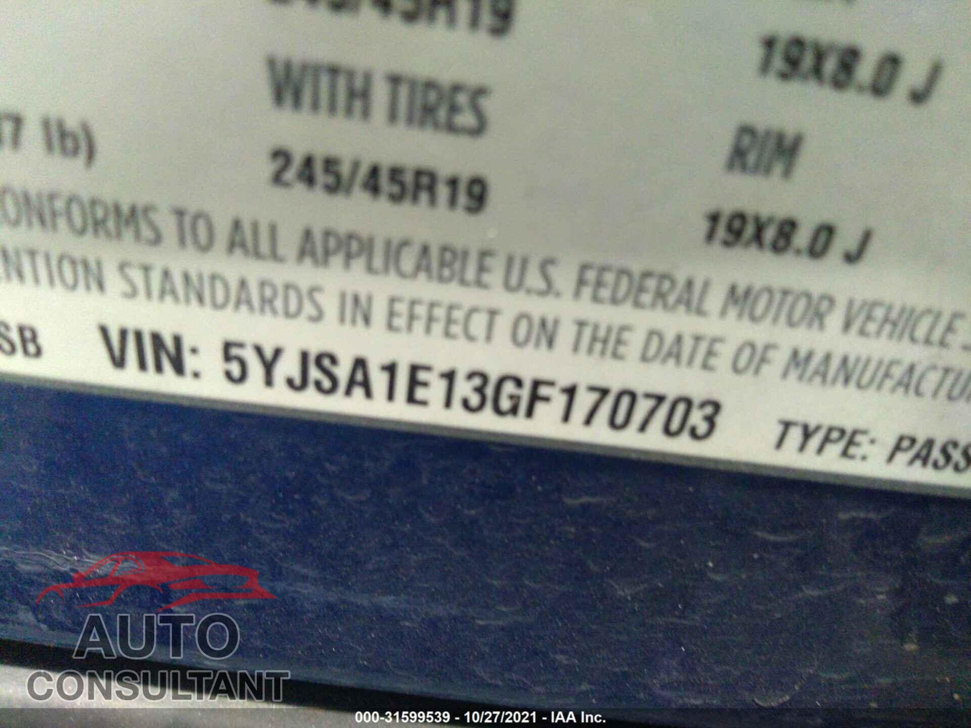 TESLA MODEL S 2016 - 5YJSA1E13GF170703