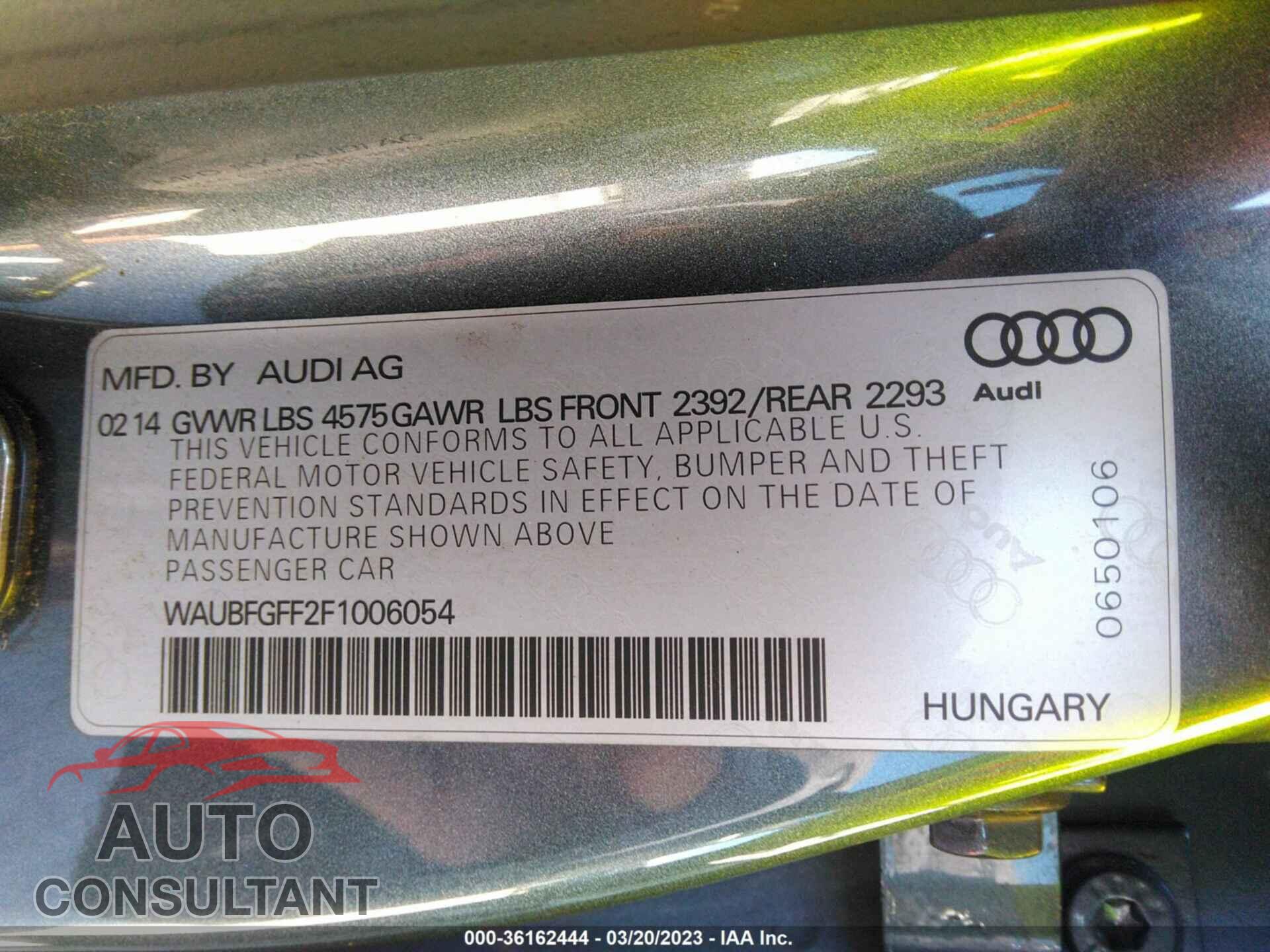 AUDI S3/A3 2015 - WAUBFGFF2F1006054