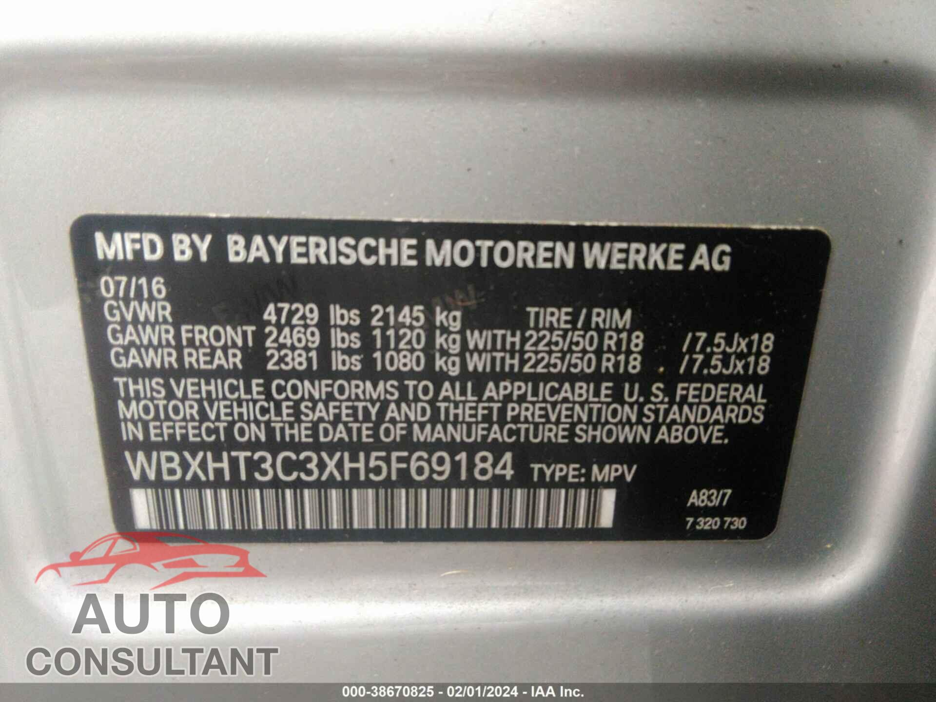 BMW X1 2017 - WBXHT3C3XH5F69184