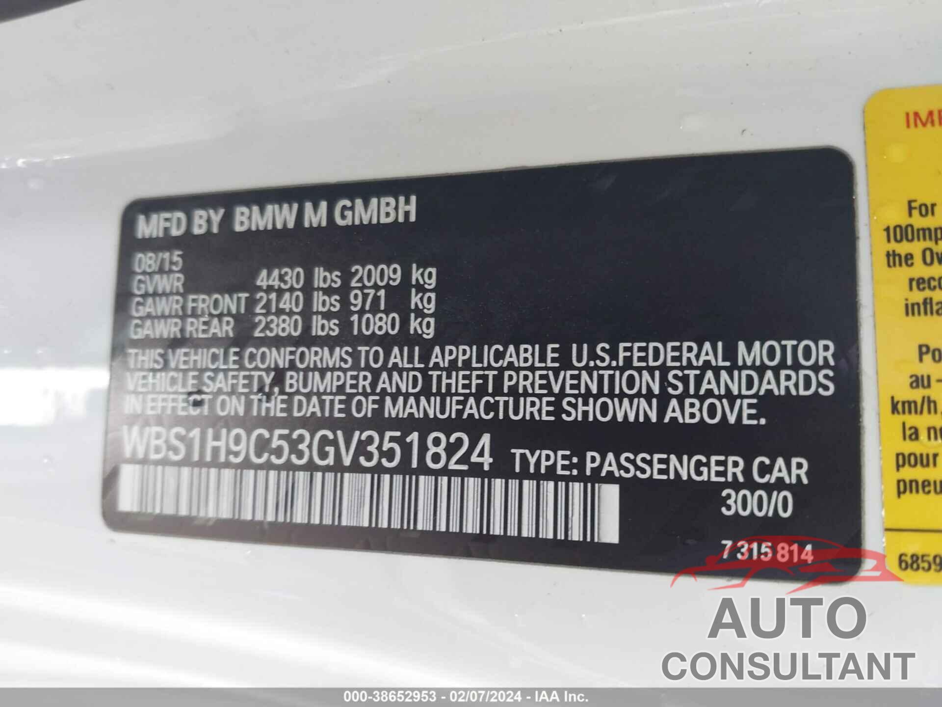 BMW M2 2016 - WBS1H9C53GV351824
