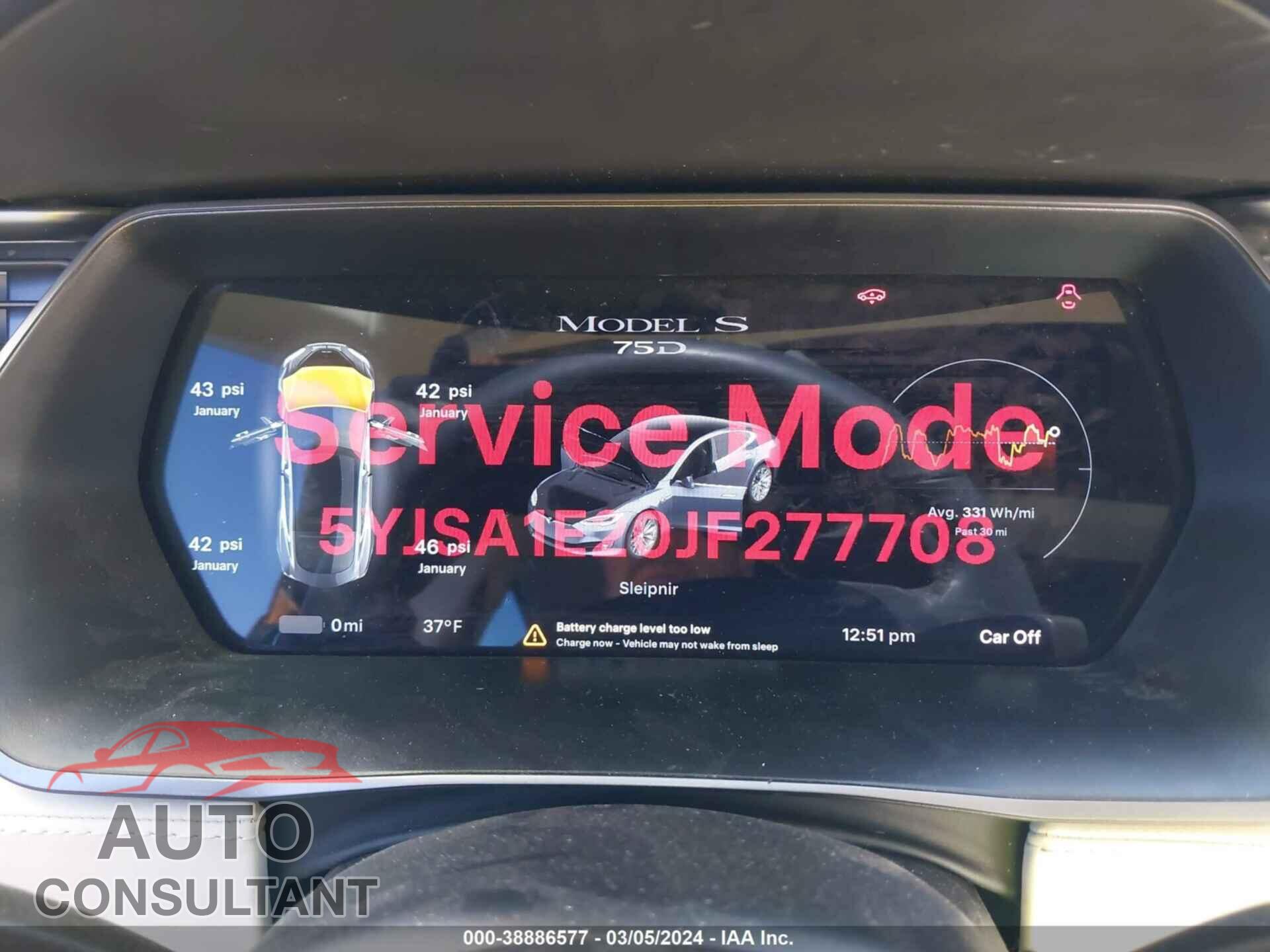 TESLA MODEL S 2018 - 5YJSA1E20JF277708