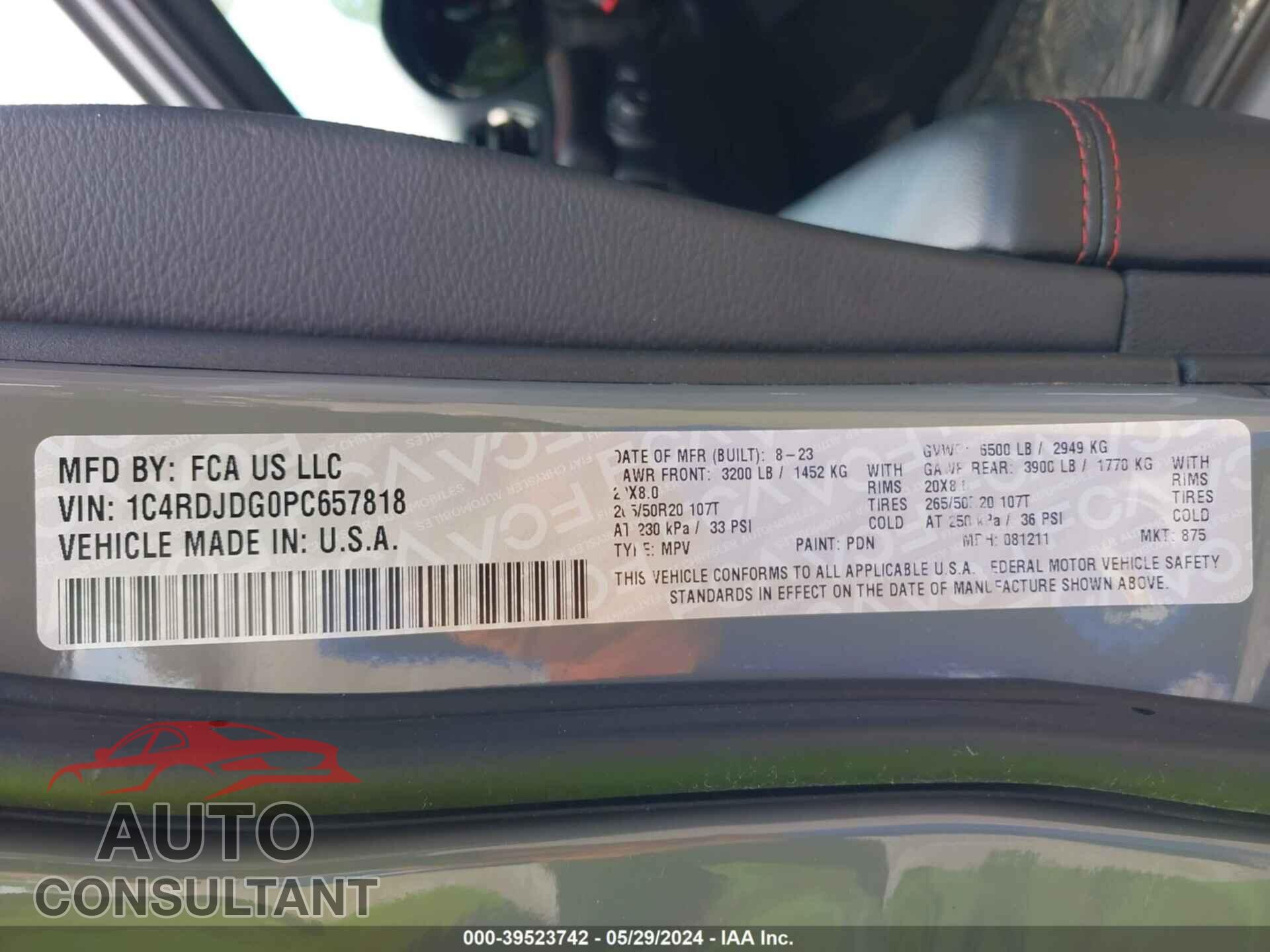 DODGE DURANGO 2023 - 1C4RDJDG0PC657818