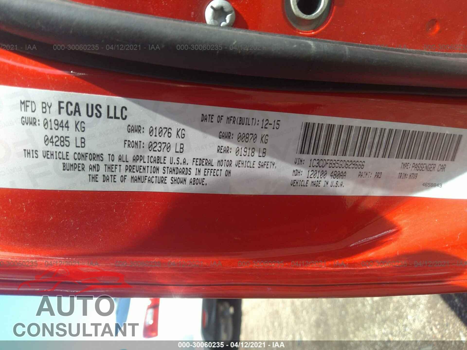 DODGE DART 2016 - 1C3CDFBB5GD629666
